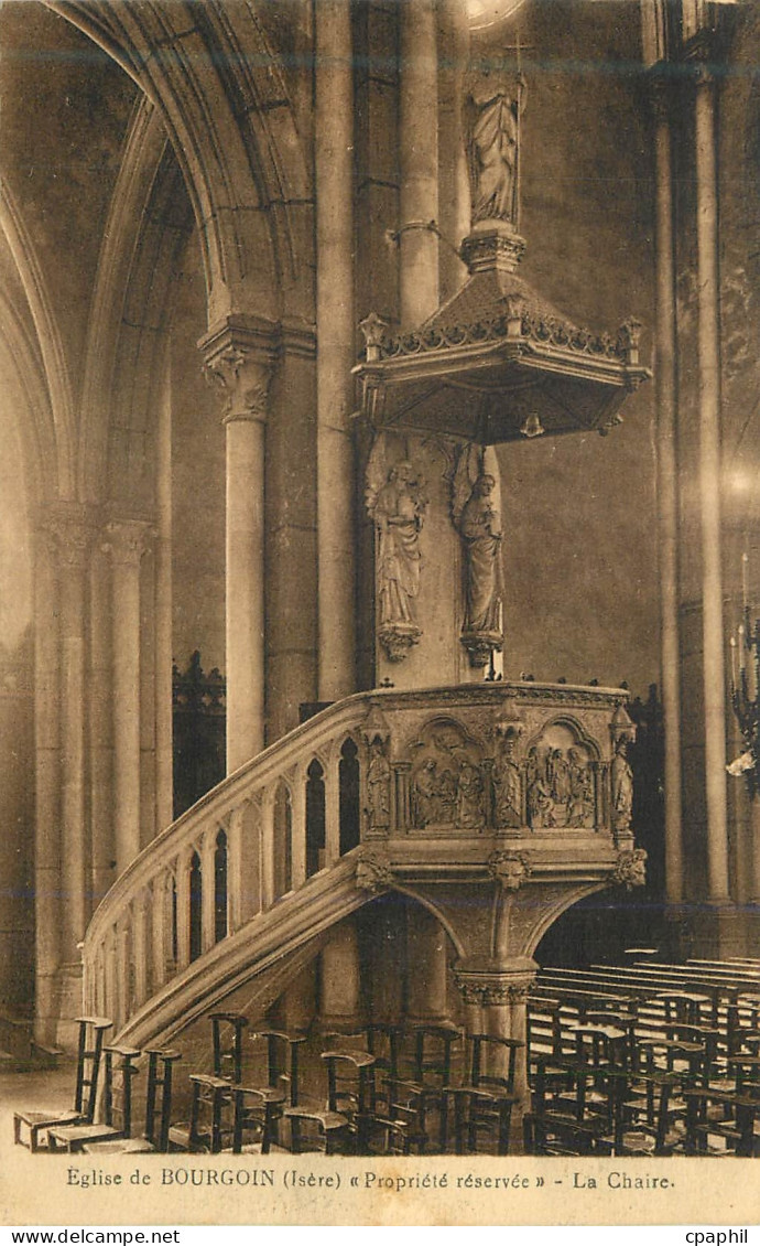 CPA Eglise de bourgoin(isere) propriete reservee la chaire