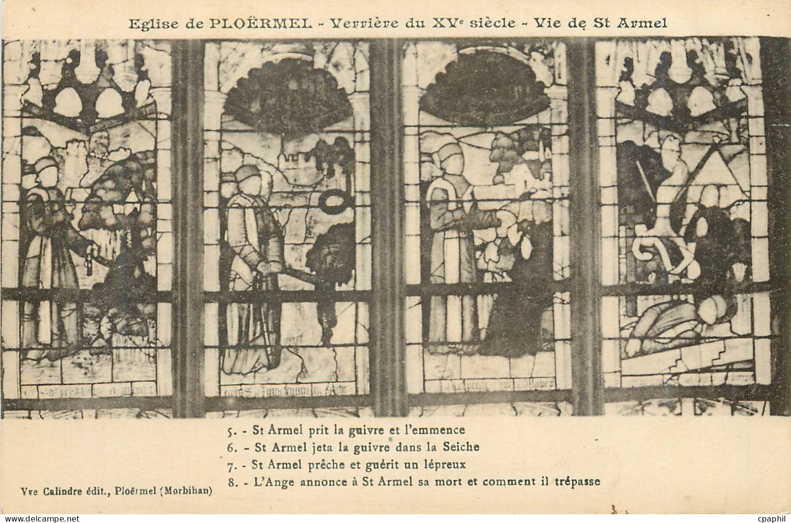 CPA Eglise de Proermel Verriere du XVe Siecle Vie de St Armel