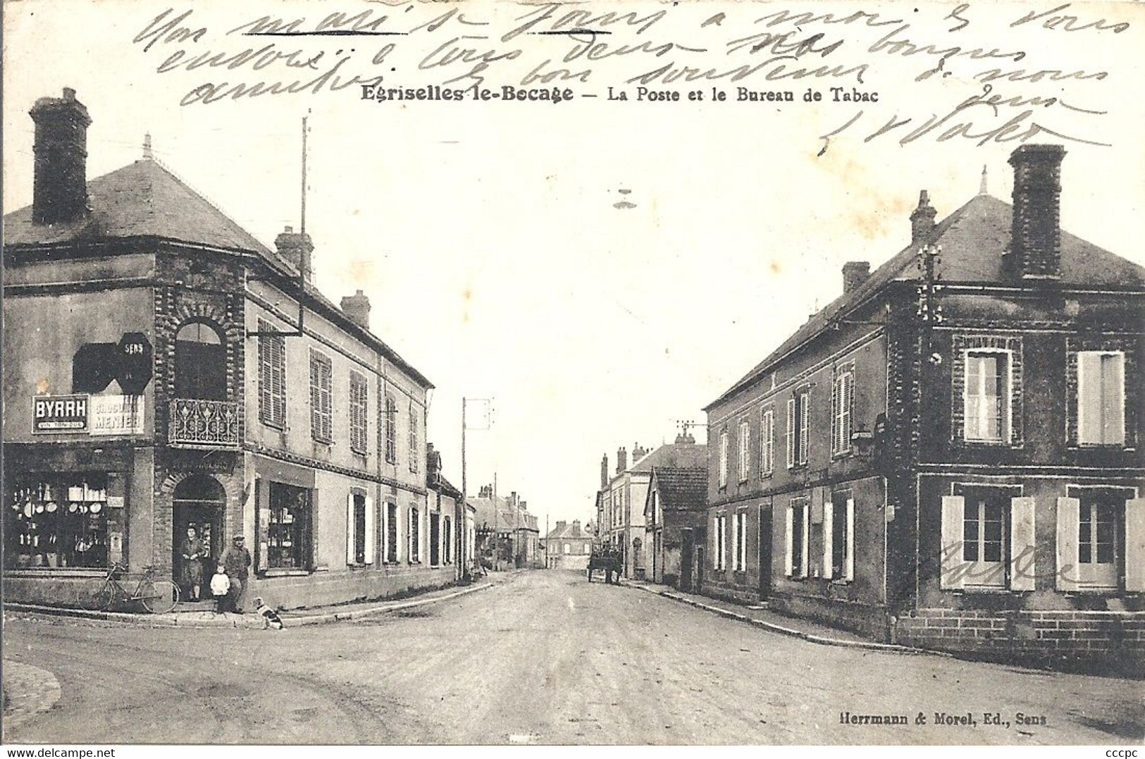 CPA Egriselles le Bocage La Poste et le Bureau de Tabac