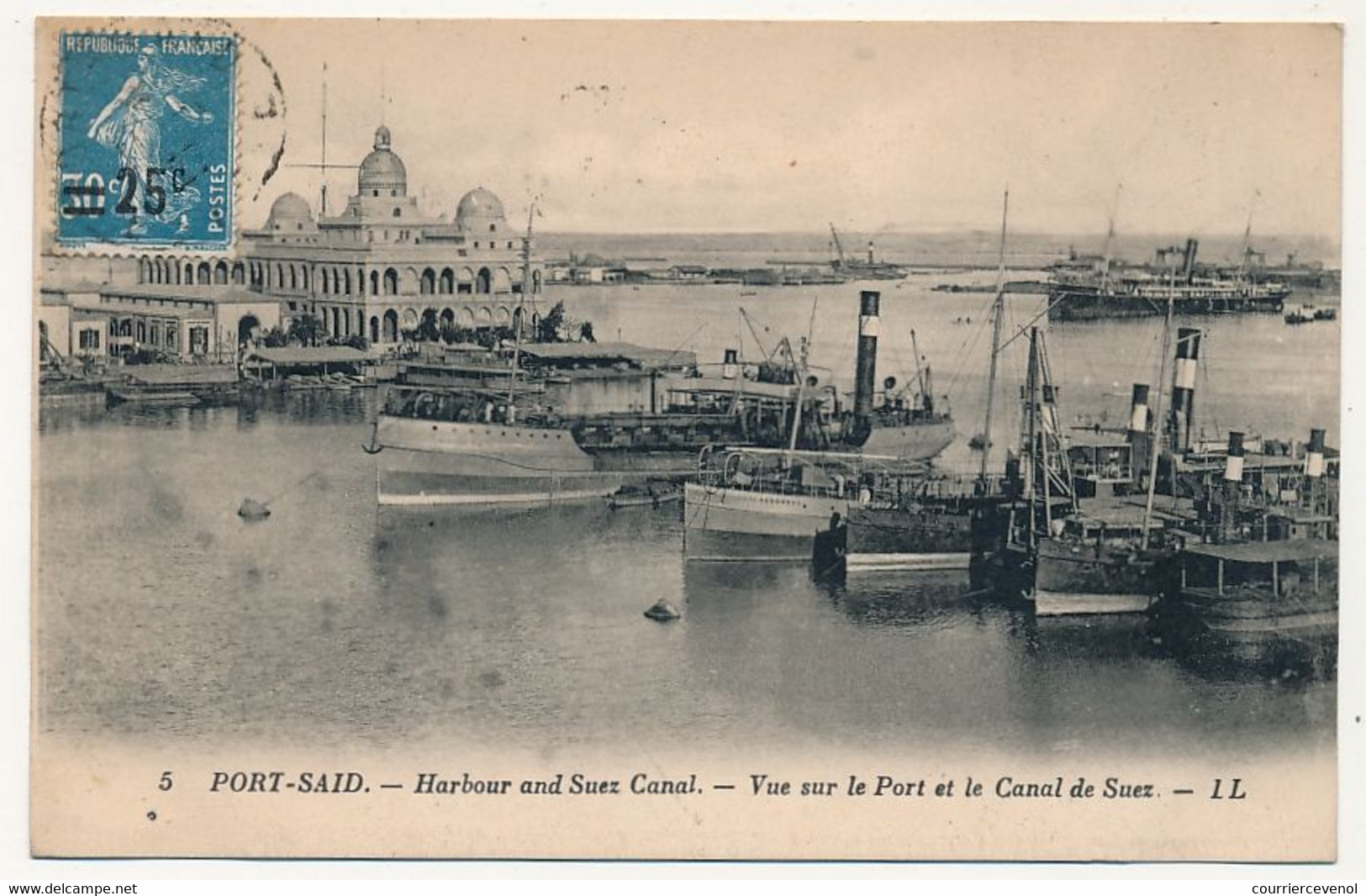 CPA - EGYPTE - PORT-SAÏD - Vue sur le Port et le Canal de Suez - Depuis Port Saïd 1927 griffe "Paquebot"