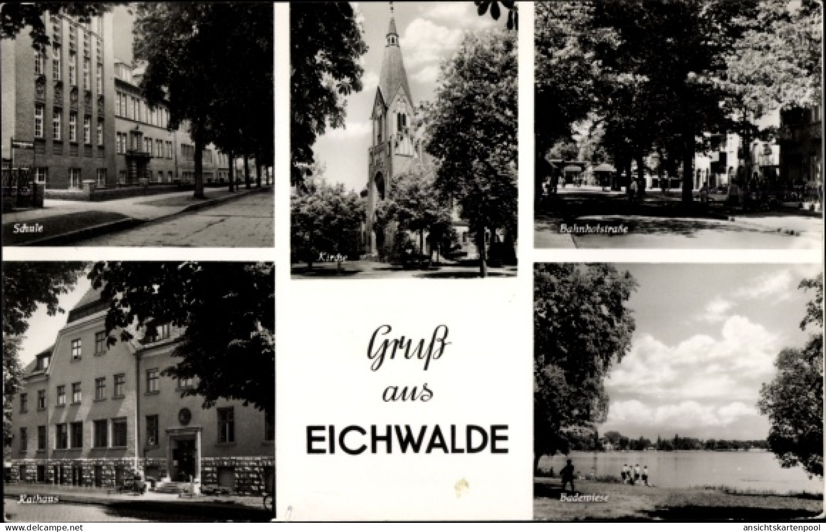CPA Eichwalde in Brandenburg, Schule, Kirche, Rathaus, Bahnhofstraße