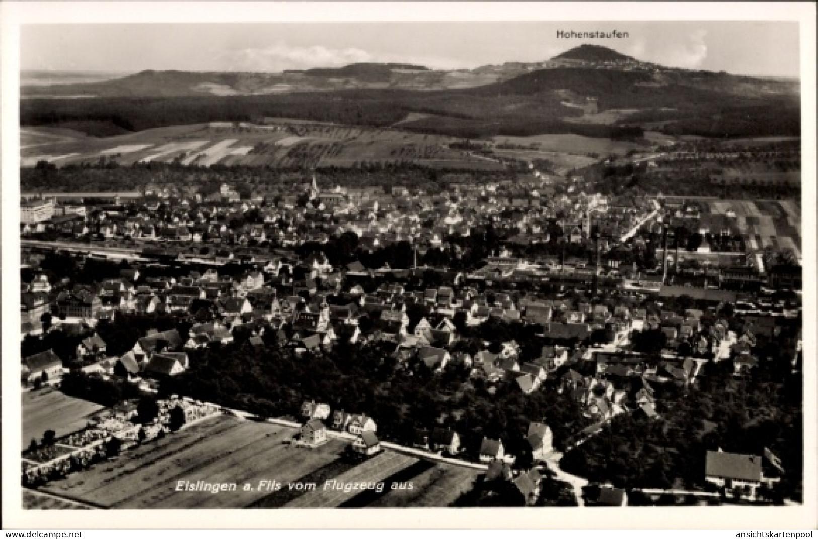 CPA Eislingen an der Fils Württemberg, Elslingen a. Fils vom Flugzeug aus, Hohenstaufen