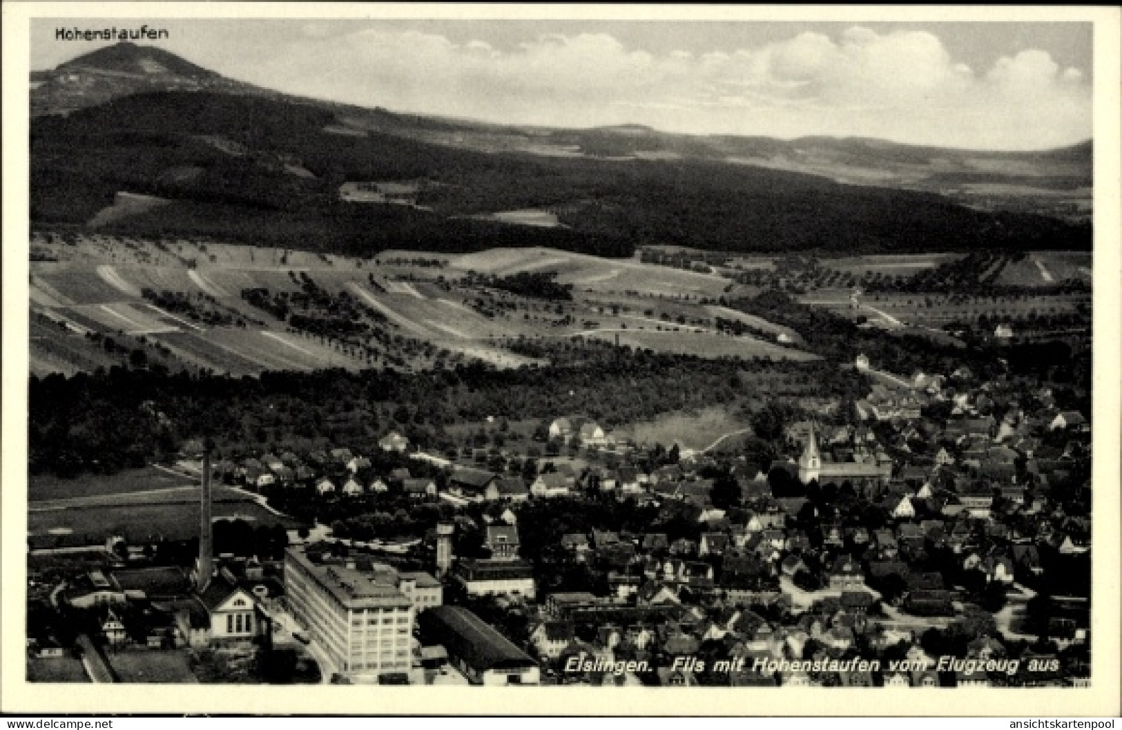 CPA Eislingen an der Fils Württemberg, Fliegeraufnahme, Hohenstaufen