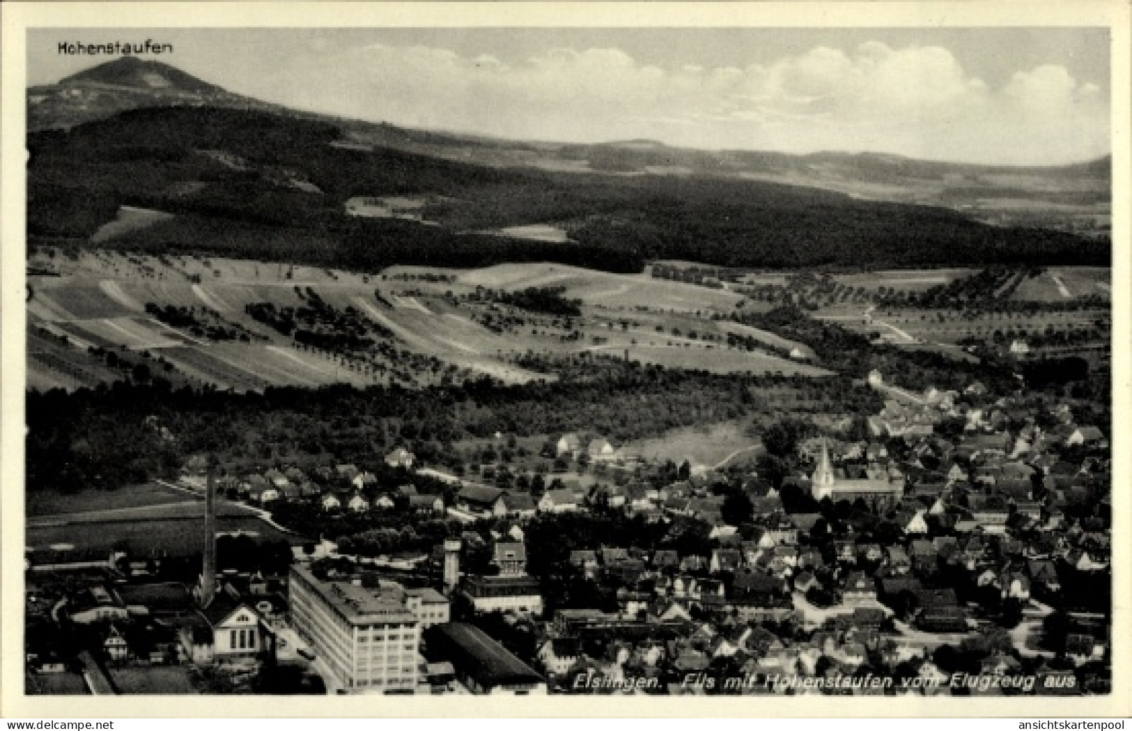 CPA Eislingen an der Fils Württemberg, Fliegeraufnahme, Hohenstaufen
