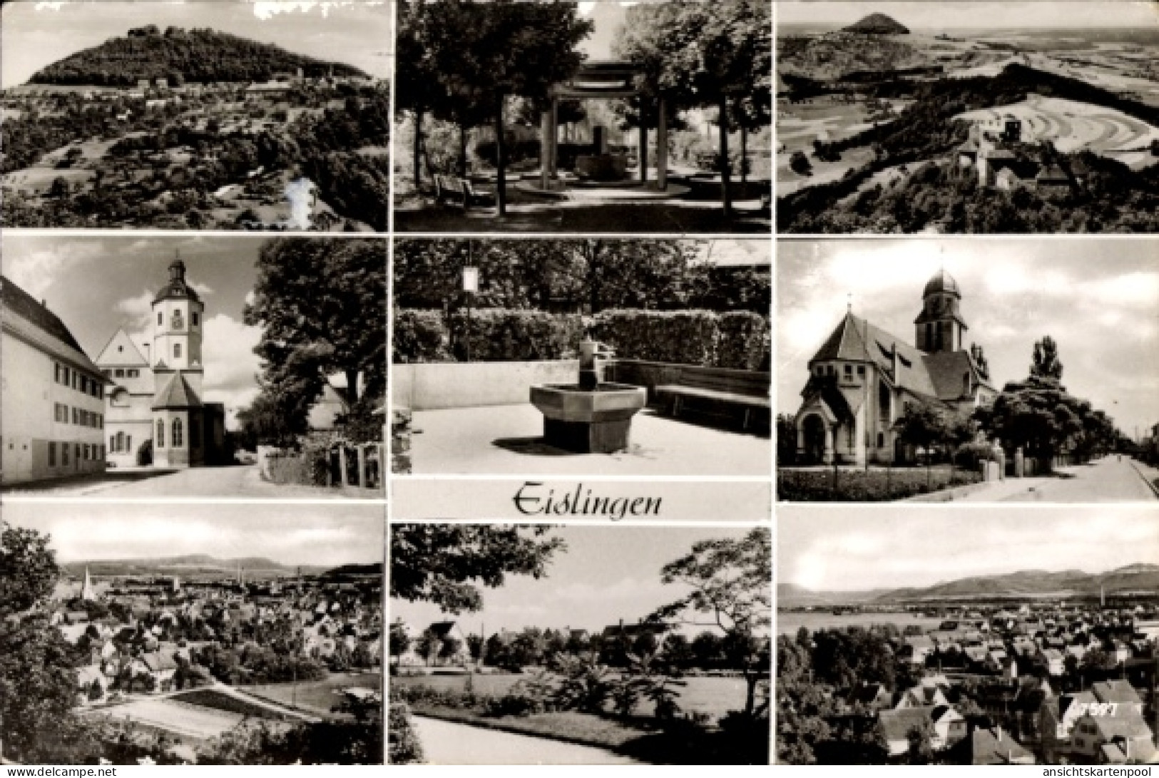 CPA Eislingen an der Fils Württemberg, Kirche, Panorama, Teilansicht