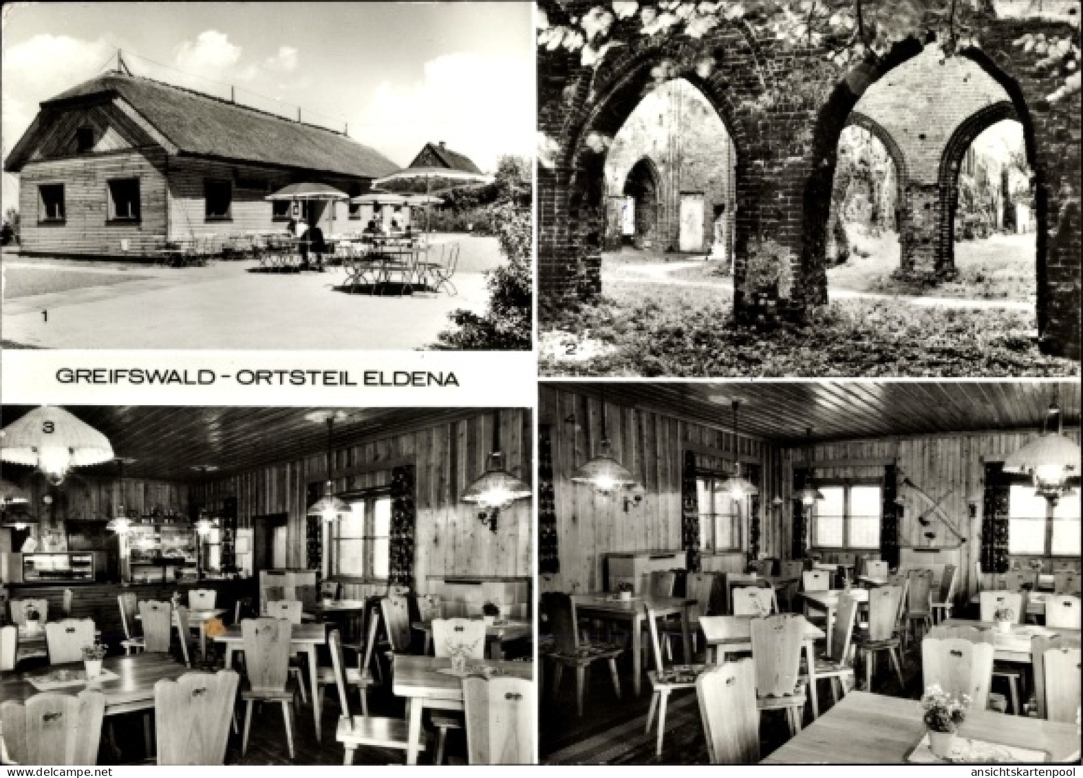 CPA Eldena Hansestadt Greifswald, Konsum Gaststätte Waldhaus, Klosterruine