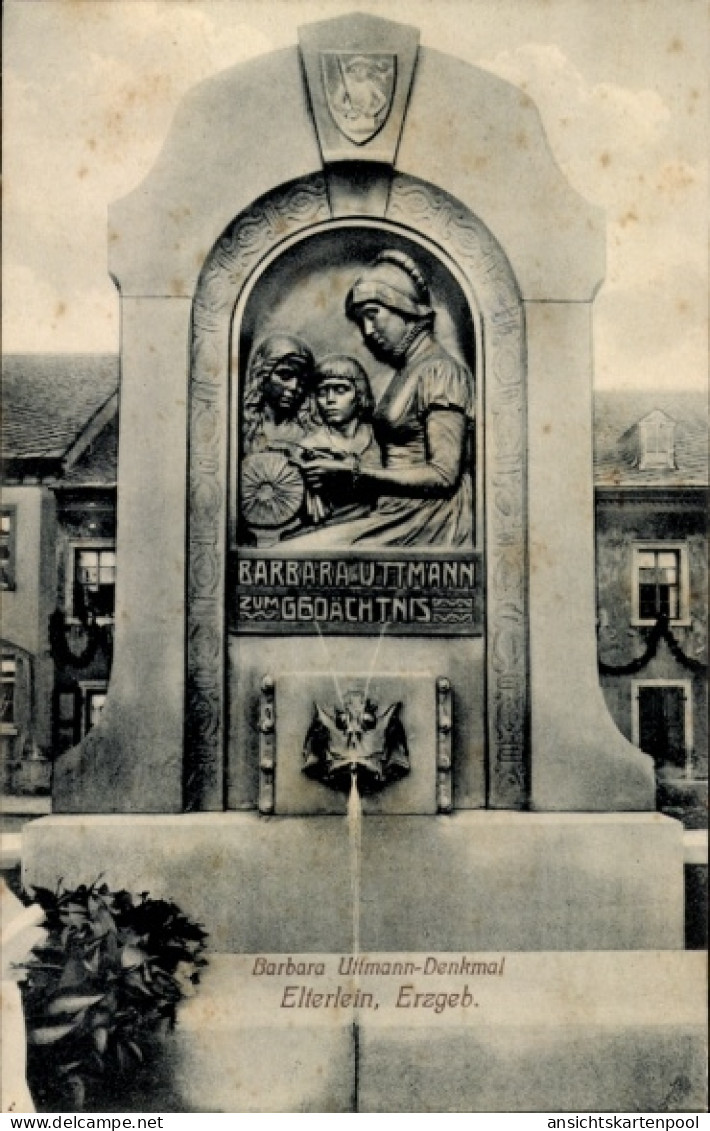 CPA Elterlein im Erzgebirge, Barbara Uttmann-Denkmal