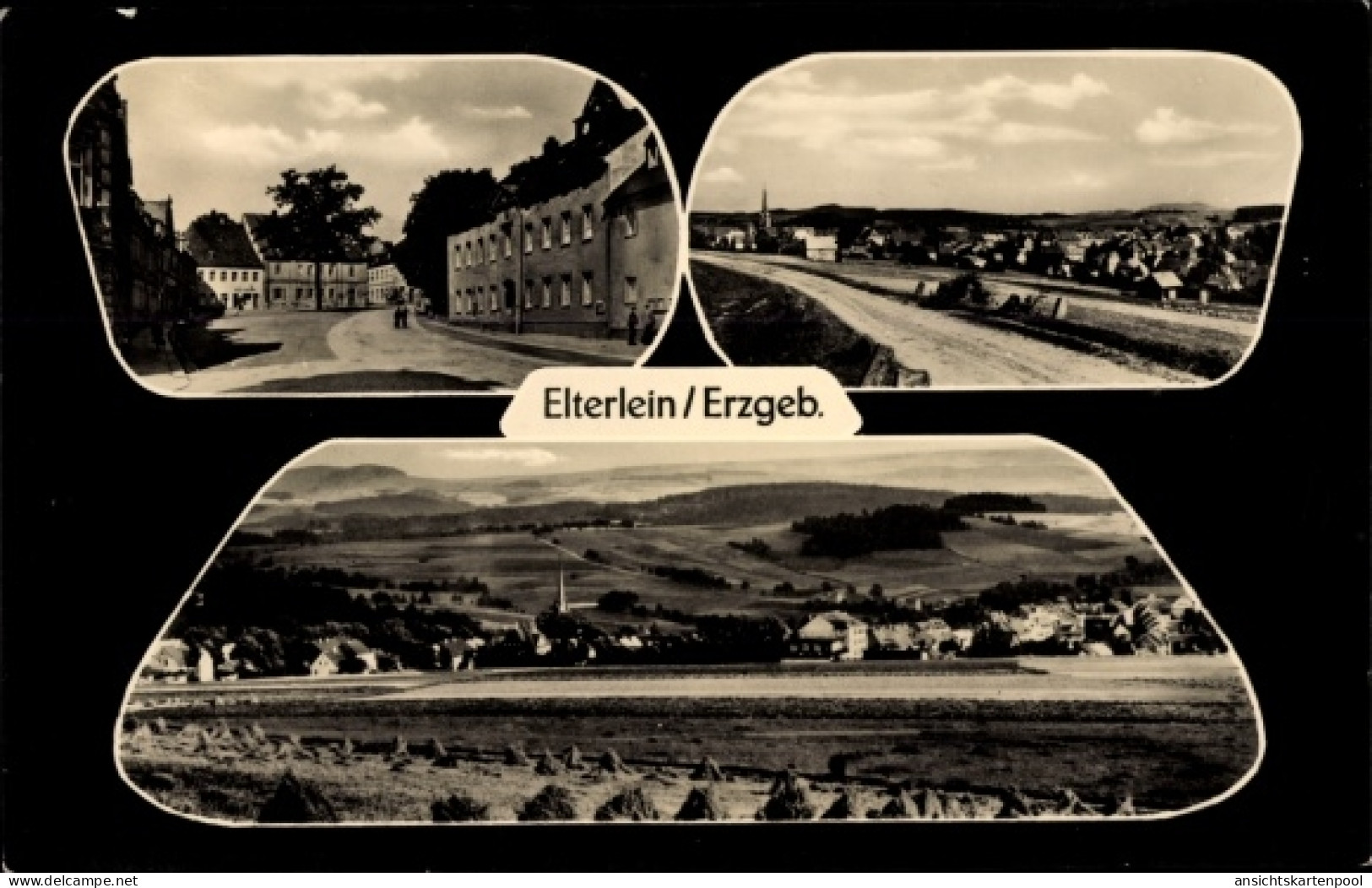 CPA Elterlein im Erzgebirge, Gesamtansicht, Straßenpartie