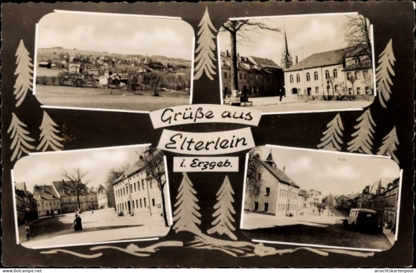 CPA Elterlein im Erzgebirge, Kirche, Rathaus, Panorama