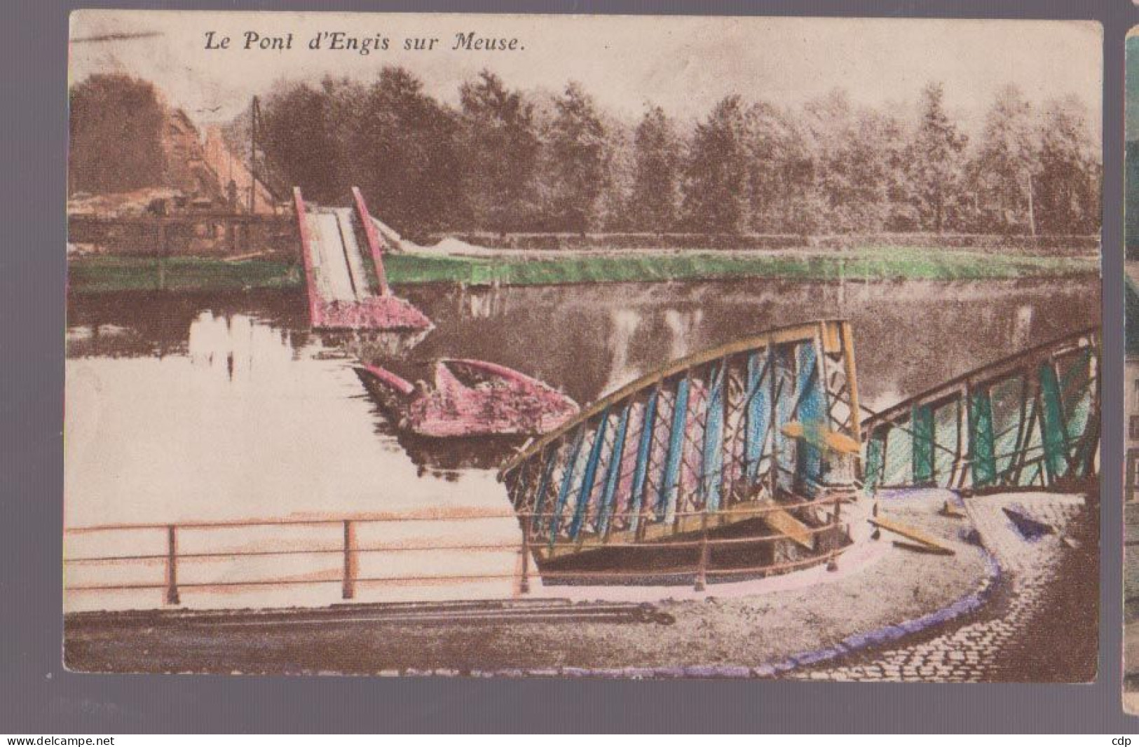 cpa engis   pont détruit