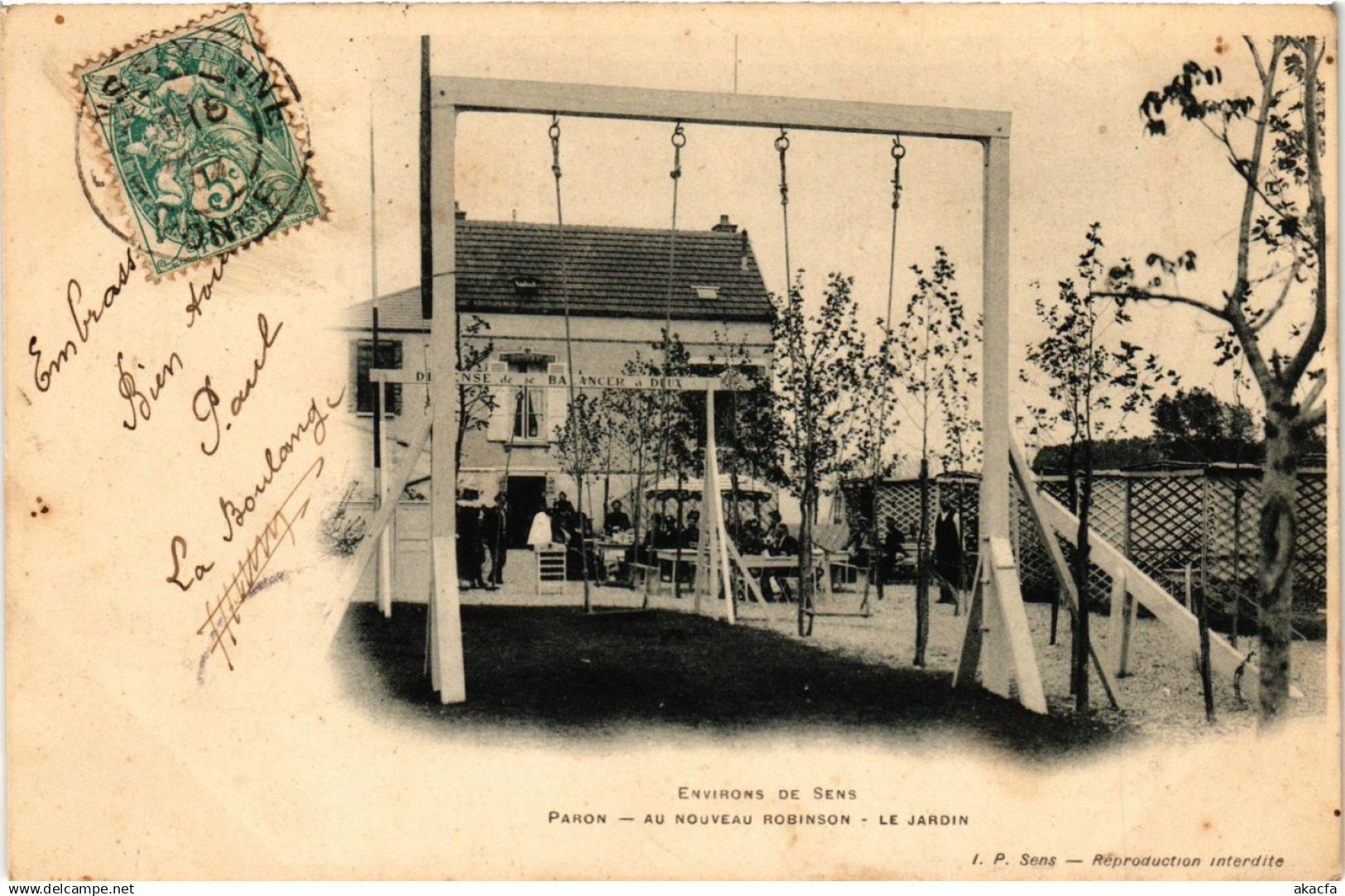 CPA Env. de SENS - Paron - Au Nouveau Robinson - Le Jardin (357586)