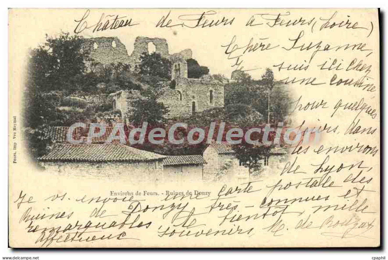 CPA Environs de Feurs Ruines de Donzy