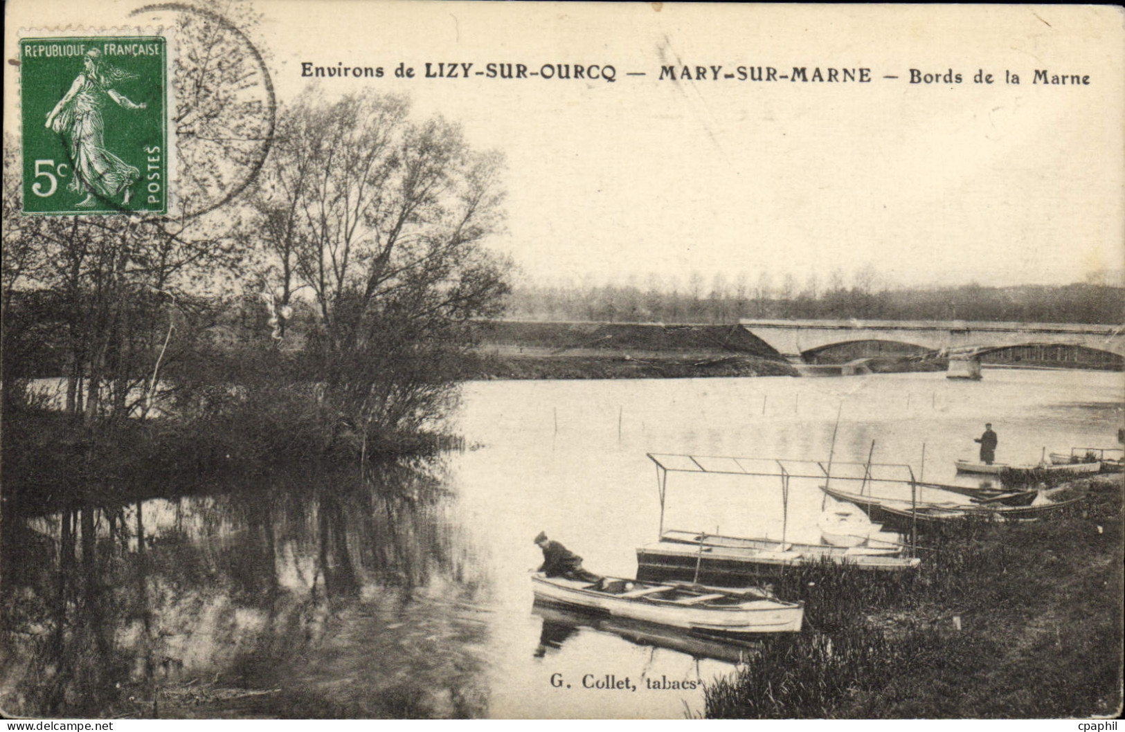 CPA Environs de Lizy sur Ourcq Mary sur Marne bords de la Marne barques