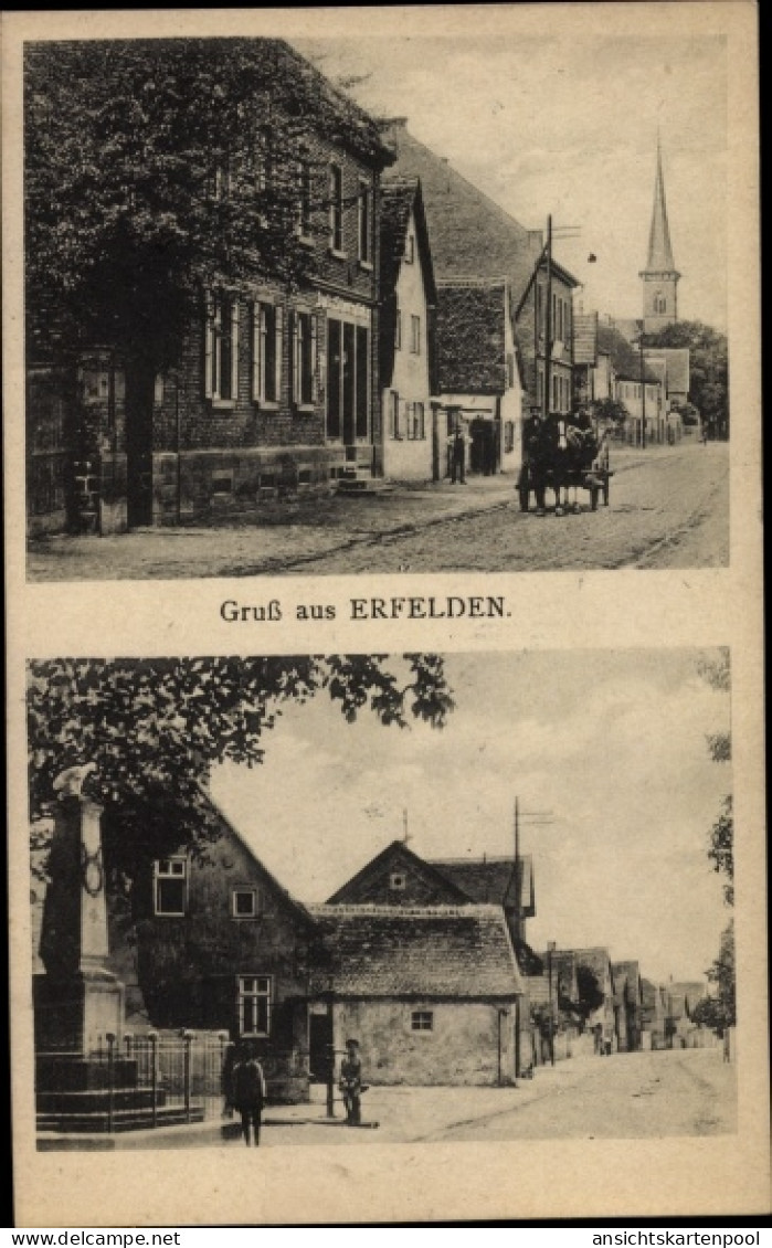 CPA Erfelden Riedstadt in Hessen, Straßenpartie, Kriegerdenkmal