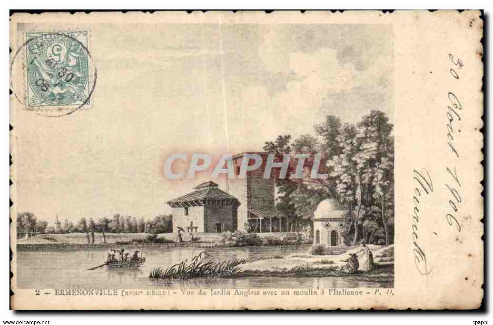 CPA Ermenonville (XVIII siecle) Vue du jardin Anglais avec un moulin a