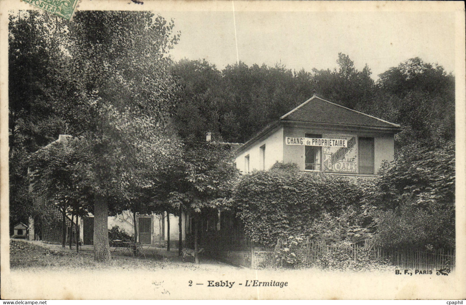 CPA Esbly L'Ermitage Panneau Changement de proprietaire