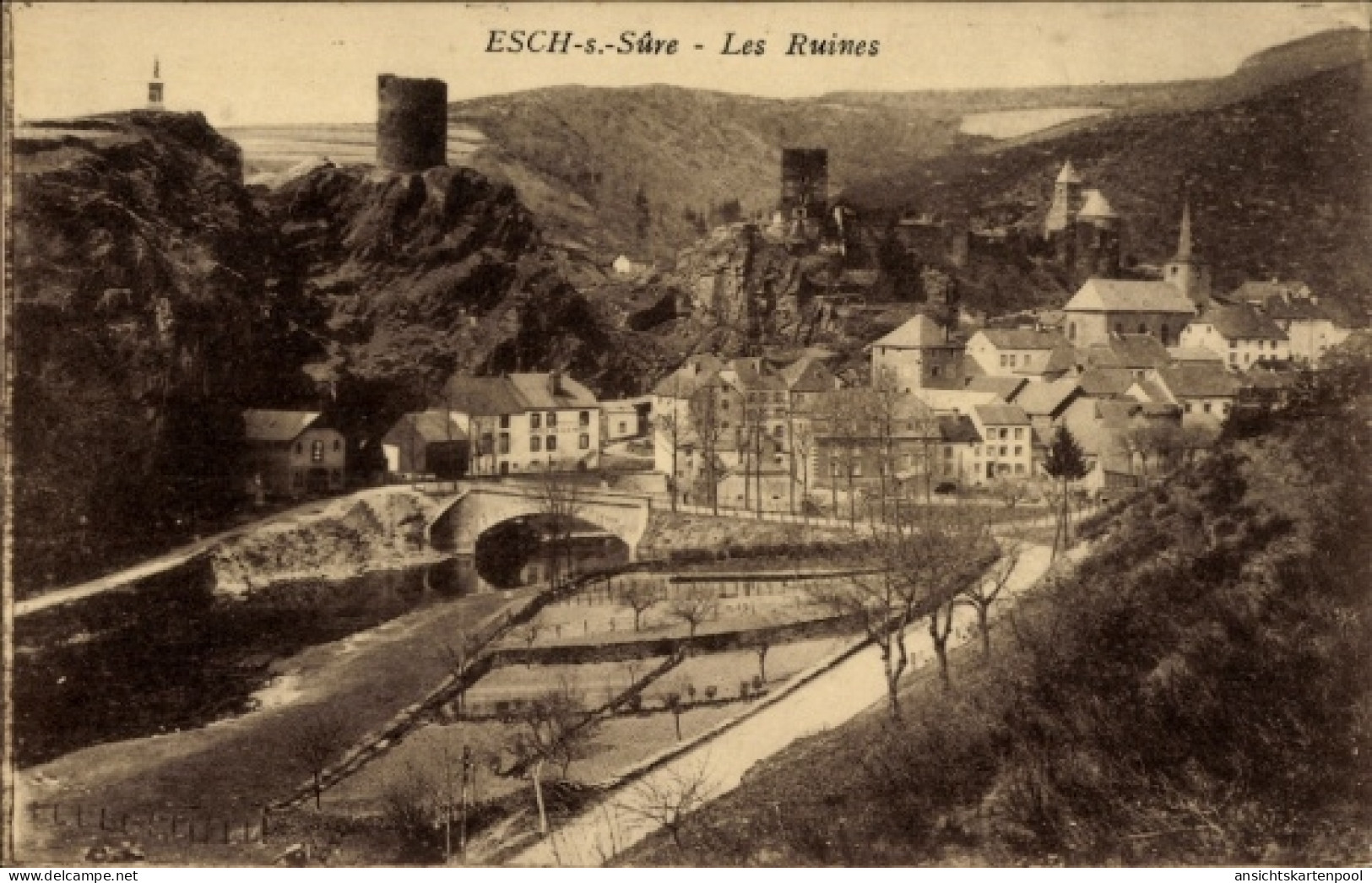 CPA Esch sur Alzette Luxemburg, Ruinen, Stadt