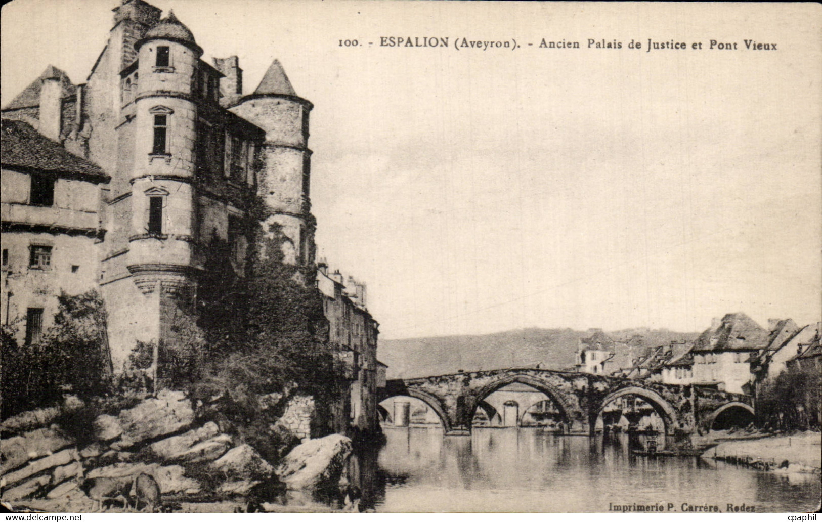 CPA Espalion Ancien palais de justice et pont vieux