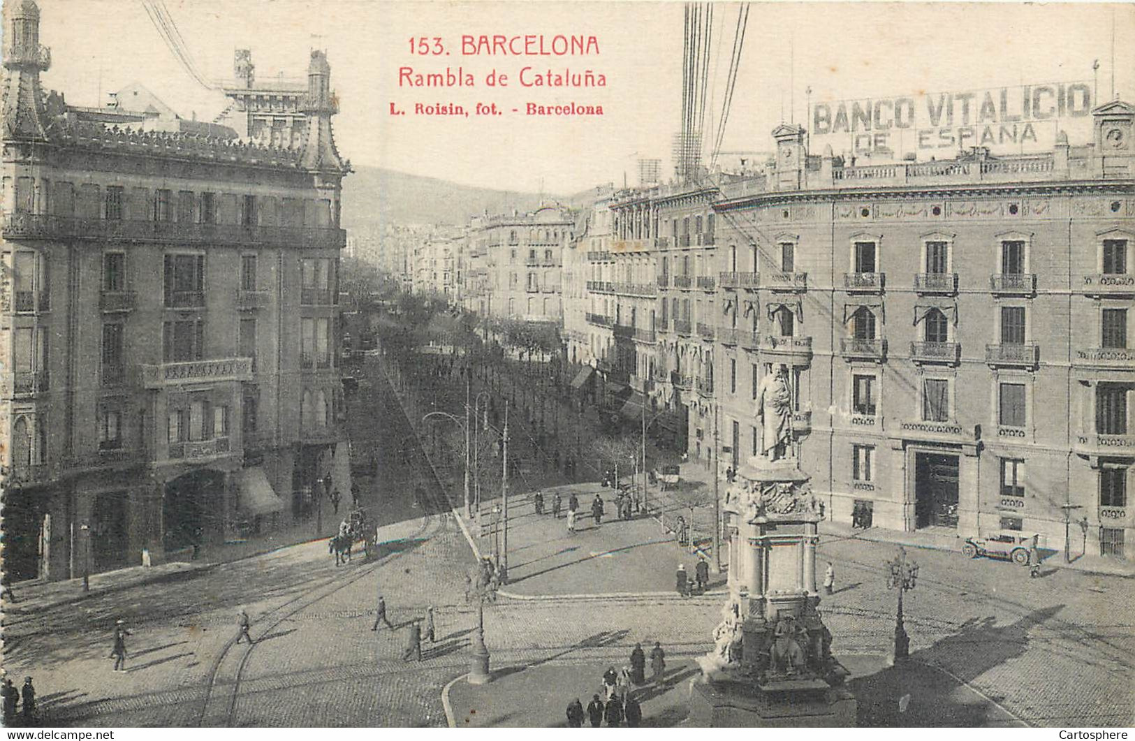 CPA Europe > Espagne > Cataluña > Barcelona Rambla de Cataluna Banco Vitalicio