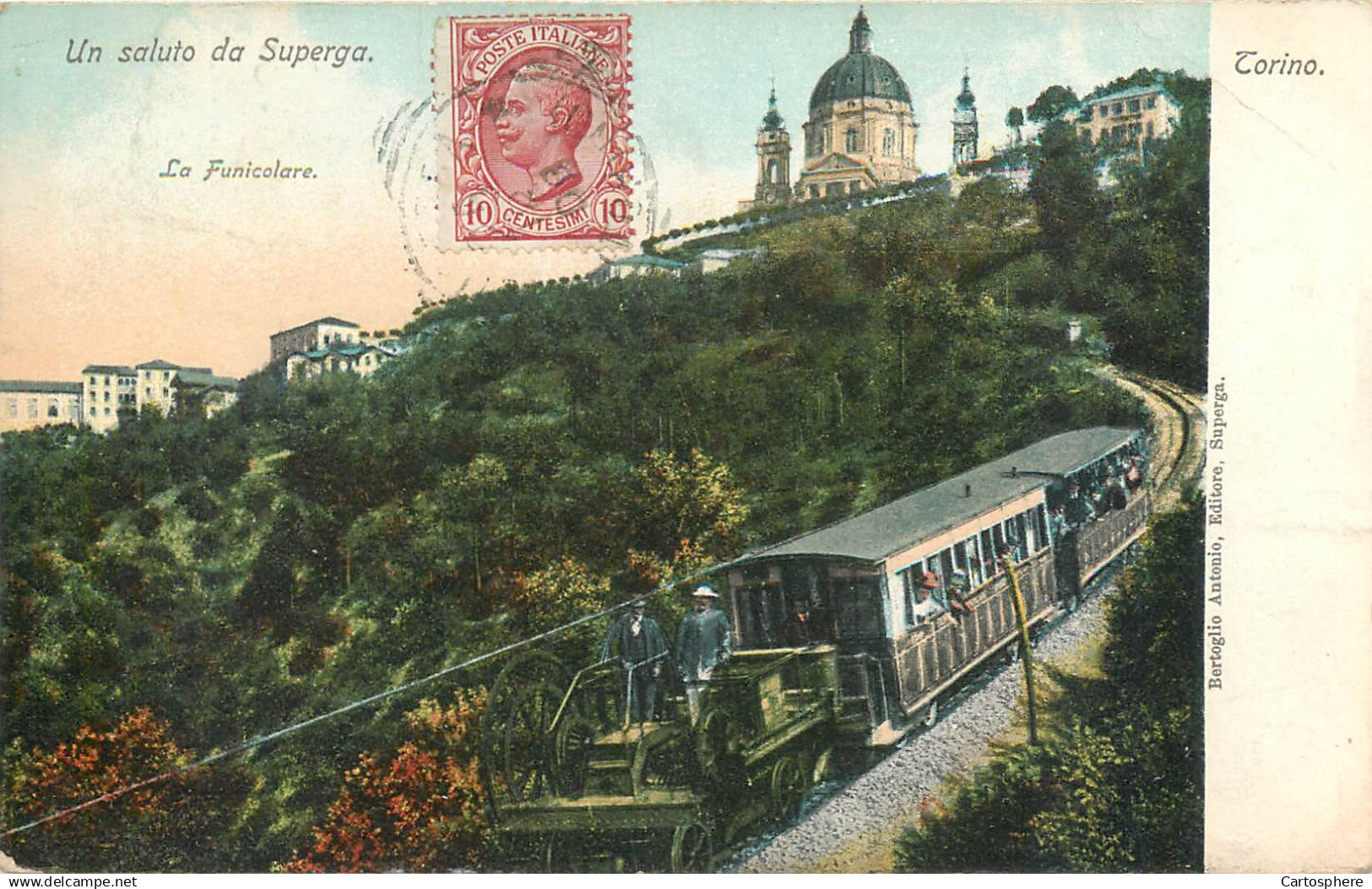 CPA Europe > Italie > Piemonte > Torino (Turin) > Églises Un Saluto de Superga La Funicolare - Funiculaire -