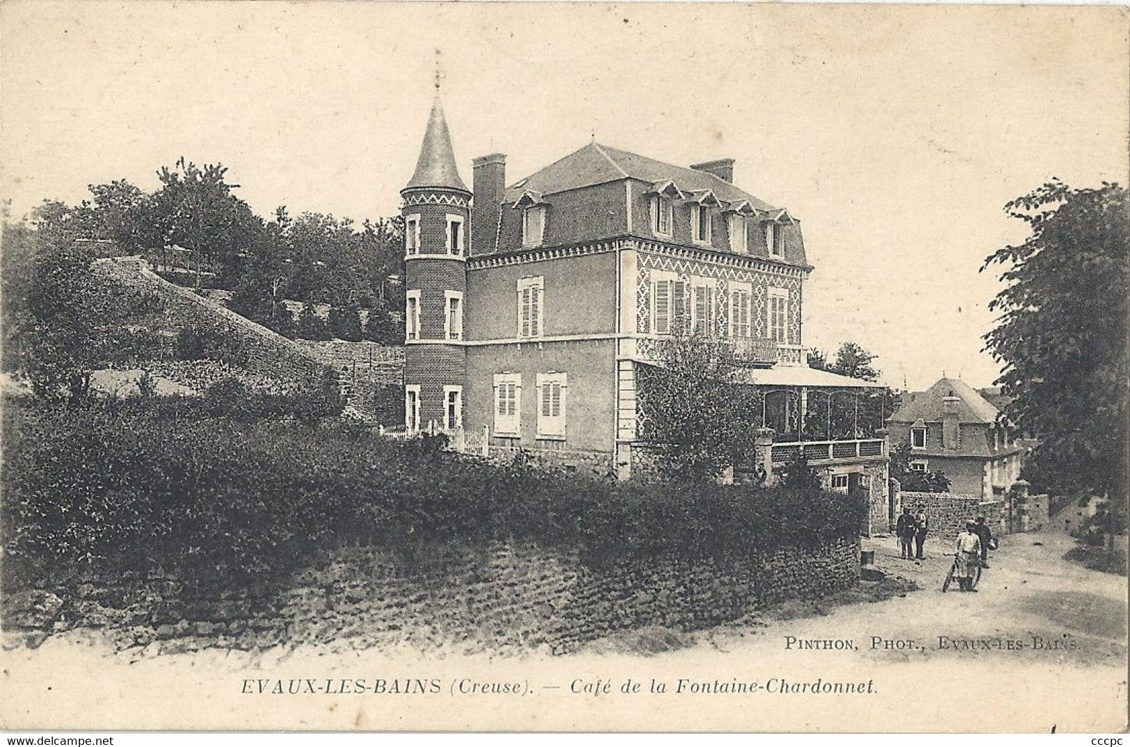 CPA Evaux-les-Bains Café de la Fontaine-Chardonnet