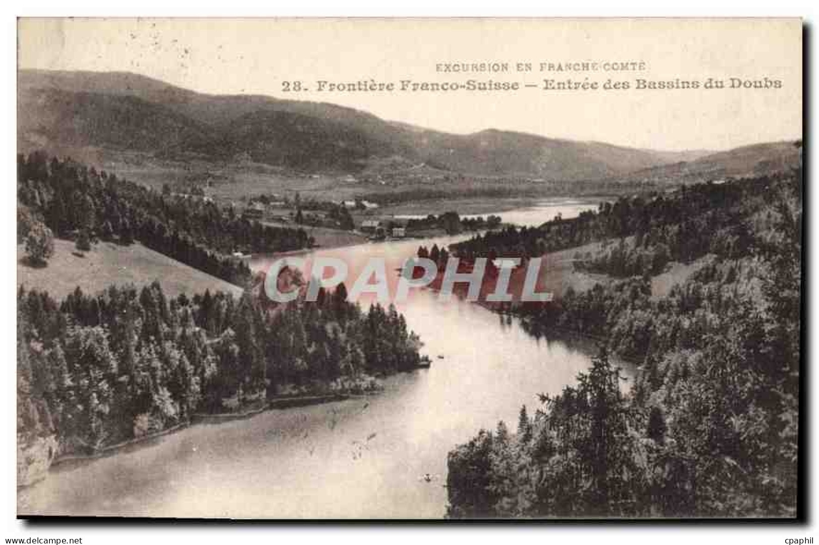 CPA Excursion en Franche Comte Frontiere Franco Suisse Entree des Bassins du Doubs