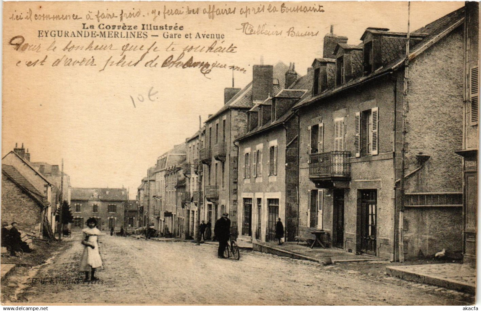 CPA EYGURANDE-Merlines - Gare et Avenue (692630)