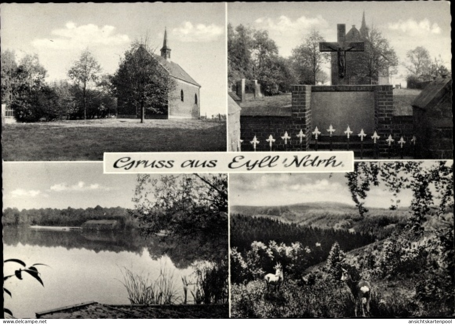 CPA Eyll Kerken am Niederrhein, Denkmal, Kirche, Landschaft
