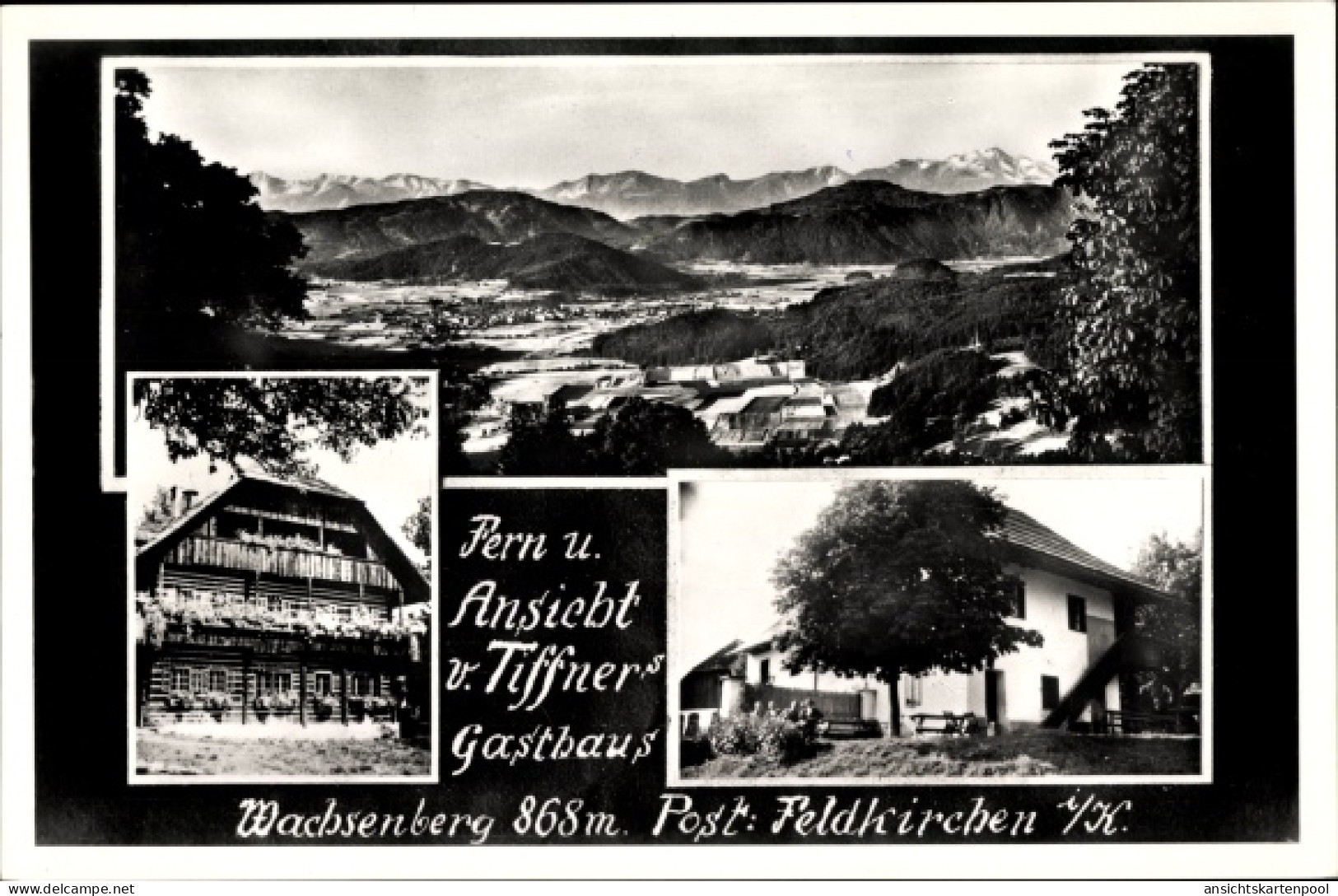 CPA Feldkirchen in Kärnten, Gasthaus, Inh. F. Tiffner, Landschaftspanorama