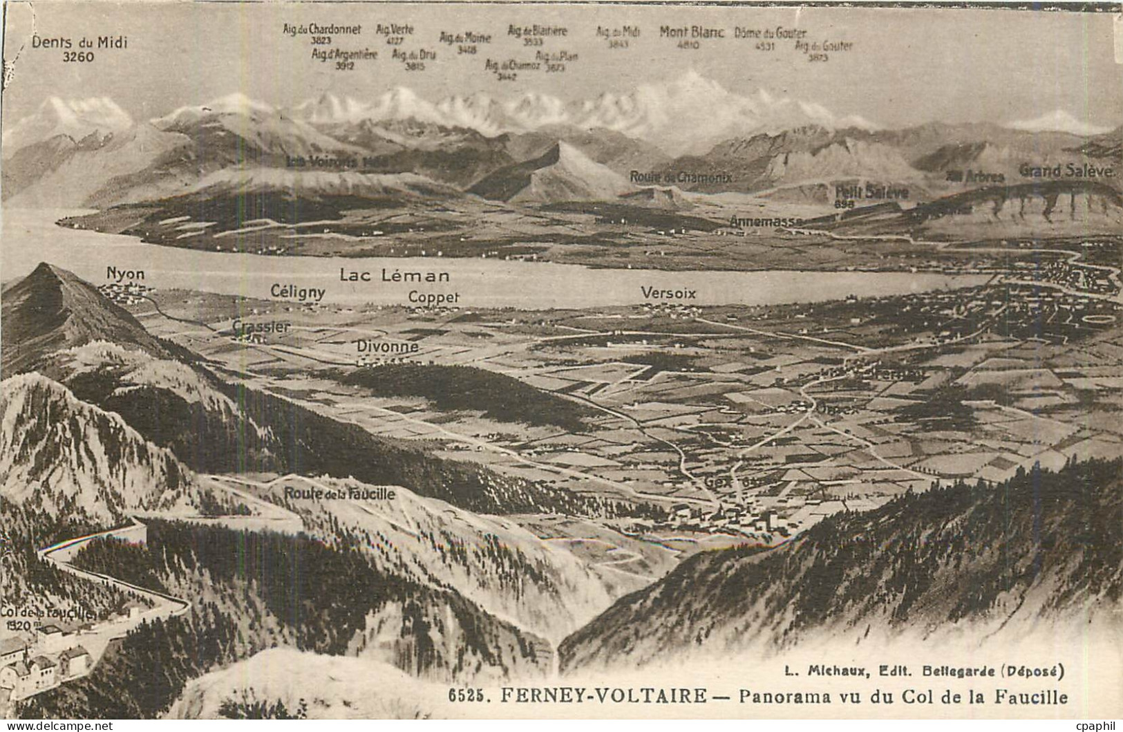 CPA Ferney Voltaire Panorama vu du col de la Faucille