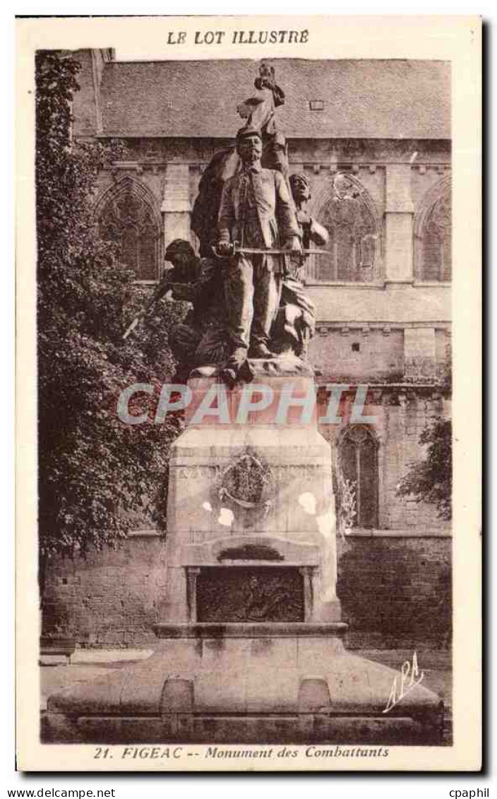 CPA Figeac Monument des Combattants Militaria