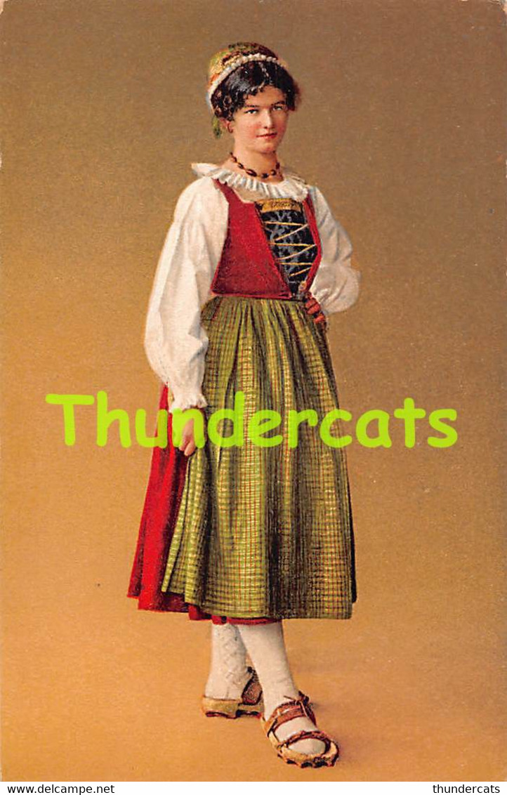 CPA FOLKLORIQUE COSTUME TYPE SUISSE SWITZERLAND TICINO RAGAZZA DEL VAL CALANCA