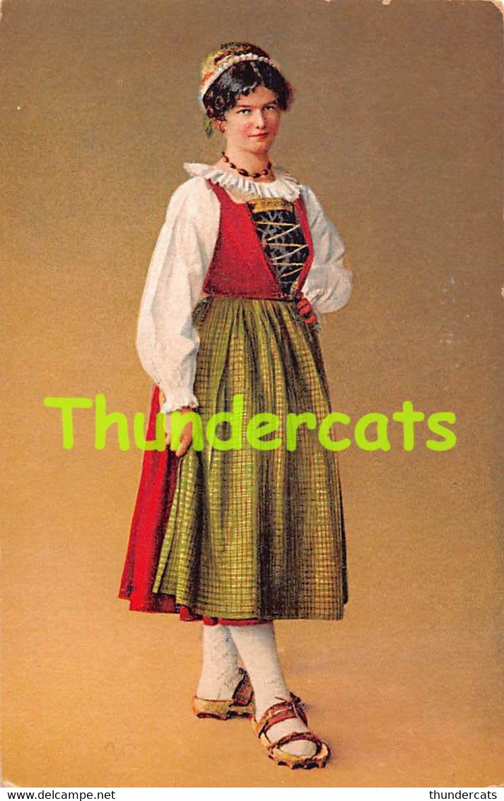 CPA FOLKLORIQUE COSTUME TYPE SUISSE SWITZERLAND TICINO RAGAZZA DEL VAL CALANCA