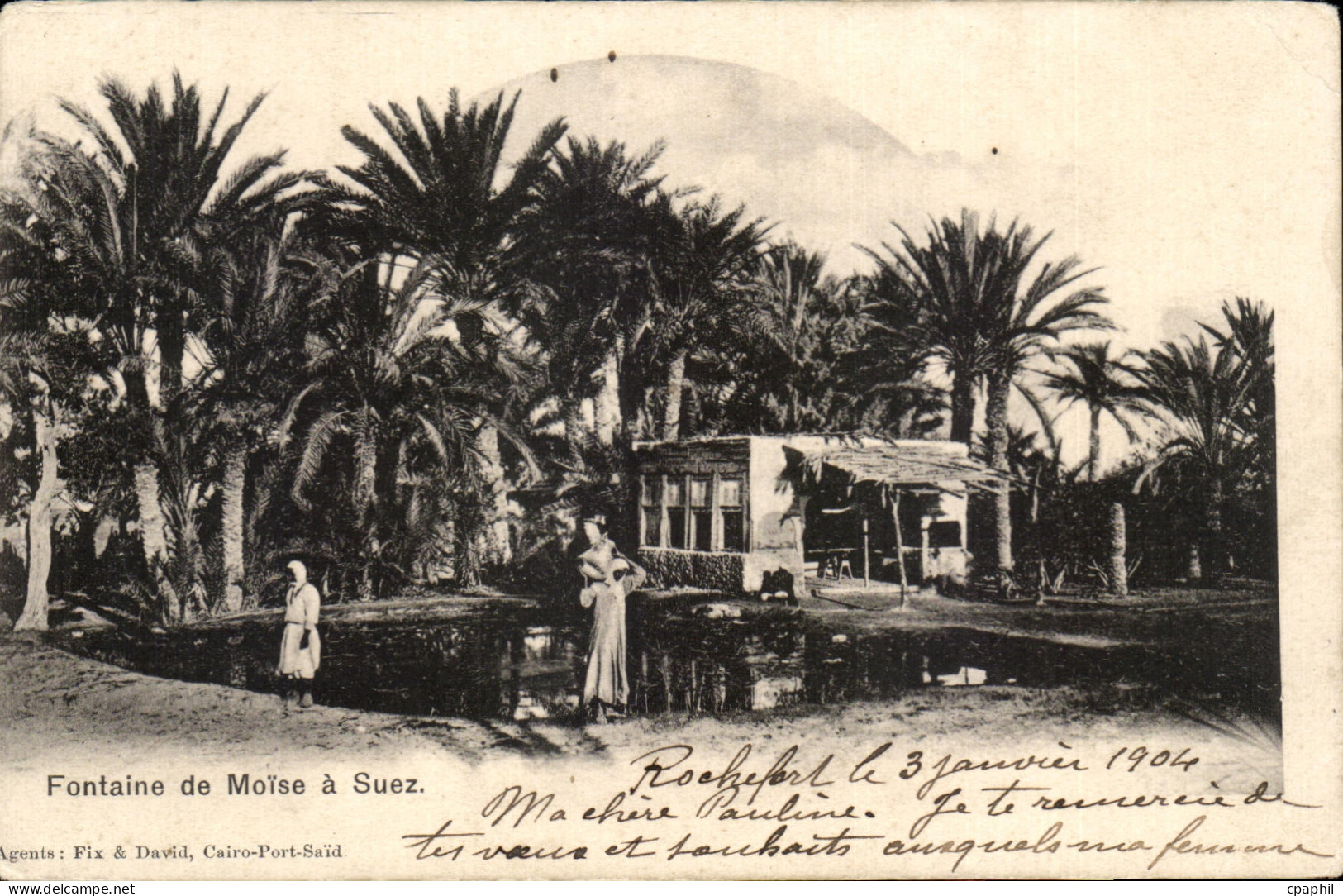 CPA Fontaine de Morse a Suez Egypte Egypte