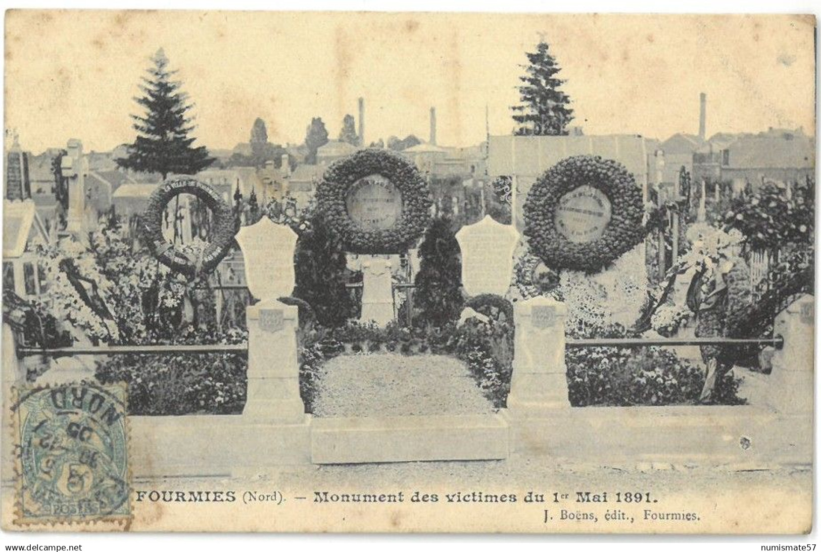 CPA FOURMIES - Monument des victimes du 1er Mai 1891 - Ed. J. Boëns , Fourmies - Année 1905