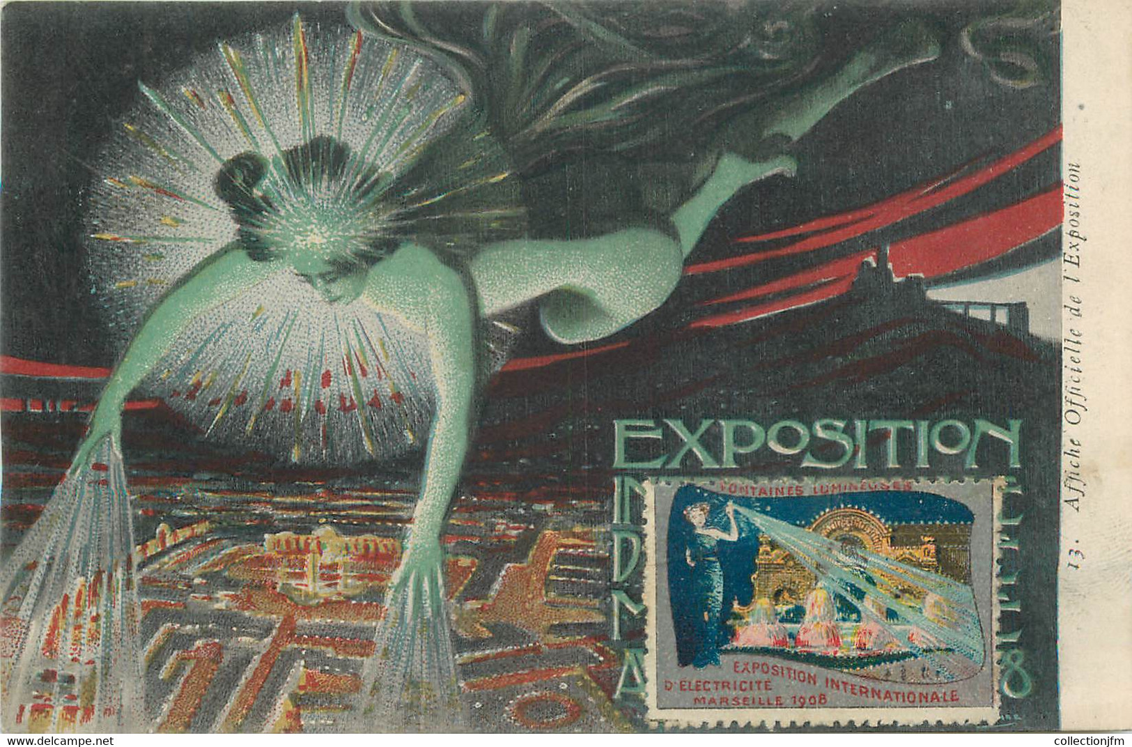 CPA FRANCE   13 "Marseille,  Exposition de  l'Electricité, 1908" / VIGNETTE