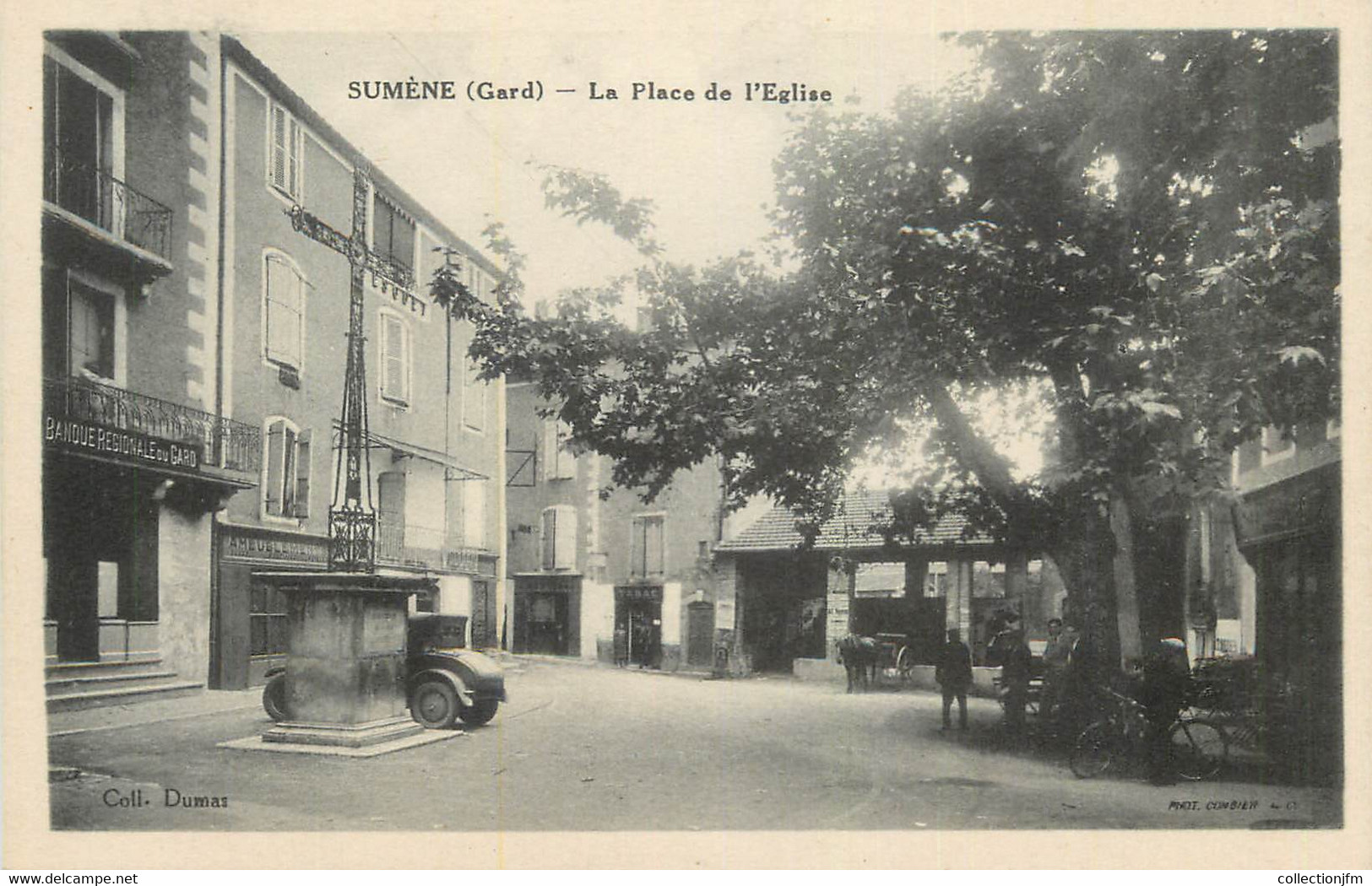 CPA FRANCE 30 " Sumène, La place de l'église".