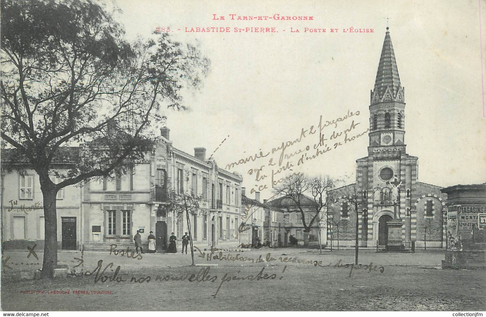 / CPA FRANCE 82 "Labastide Saint Pierre, la poste et l'église"