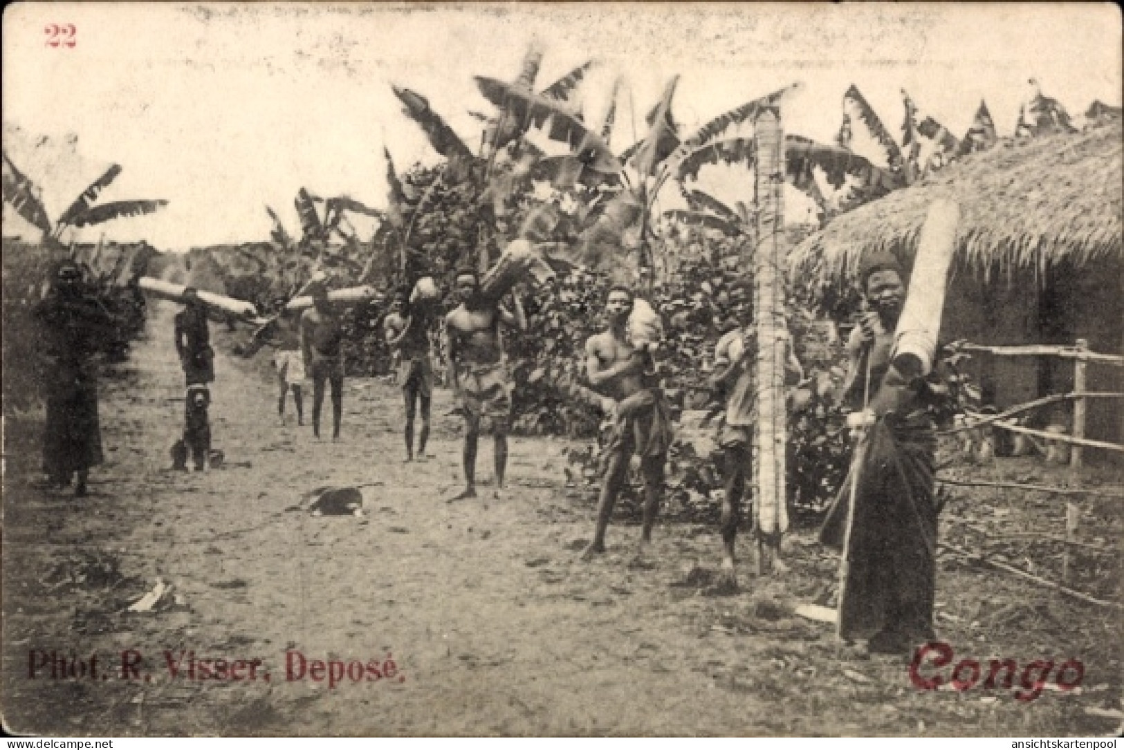 CPA französisch Kongo, Afrikaner transportieren Stämme