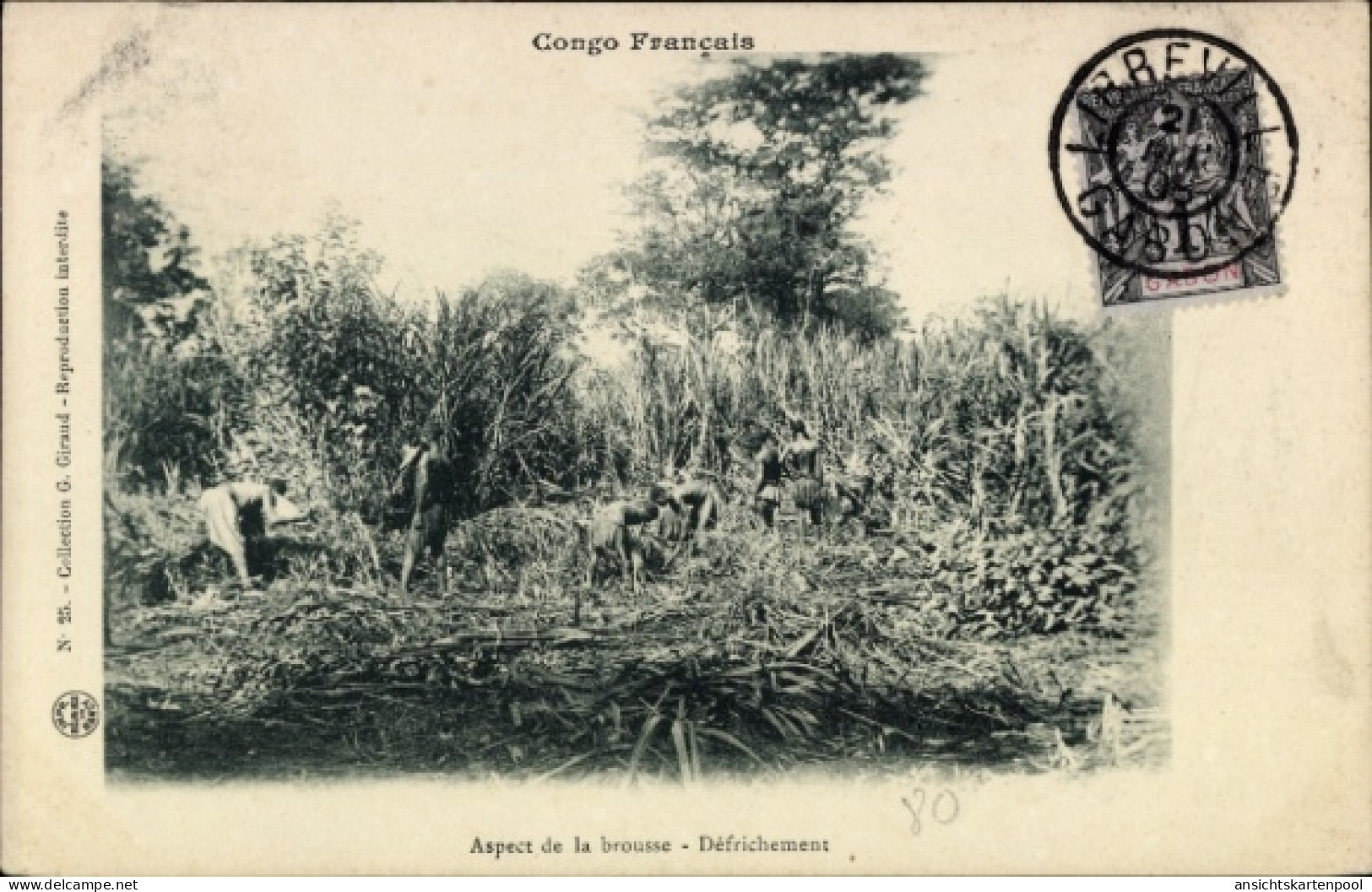 CPA Französisch Kongo, Einheimische lichten den Busch