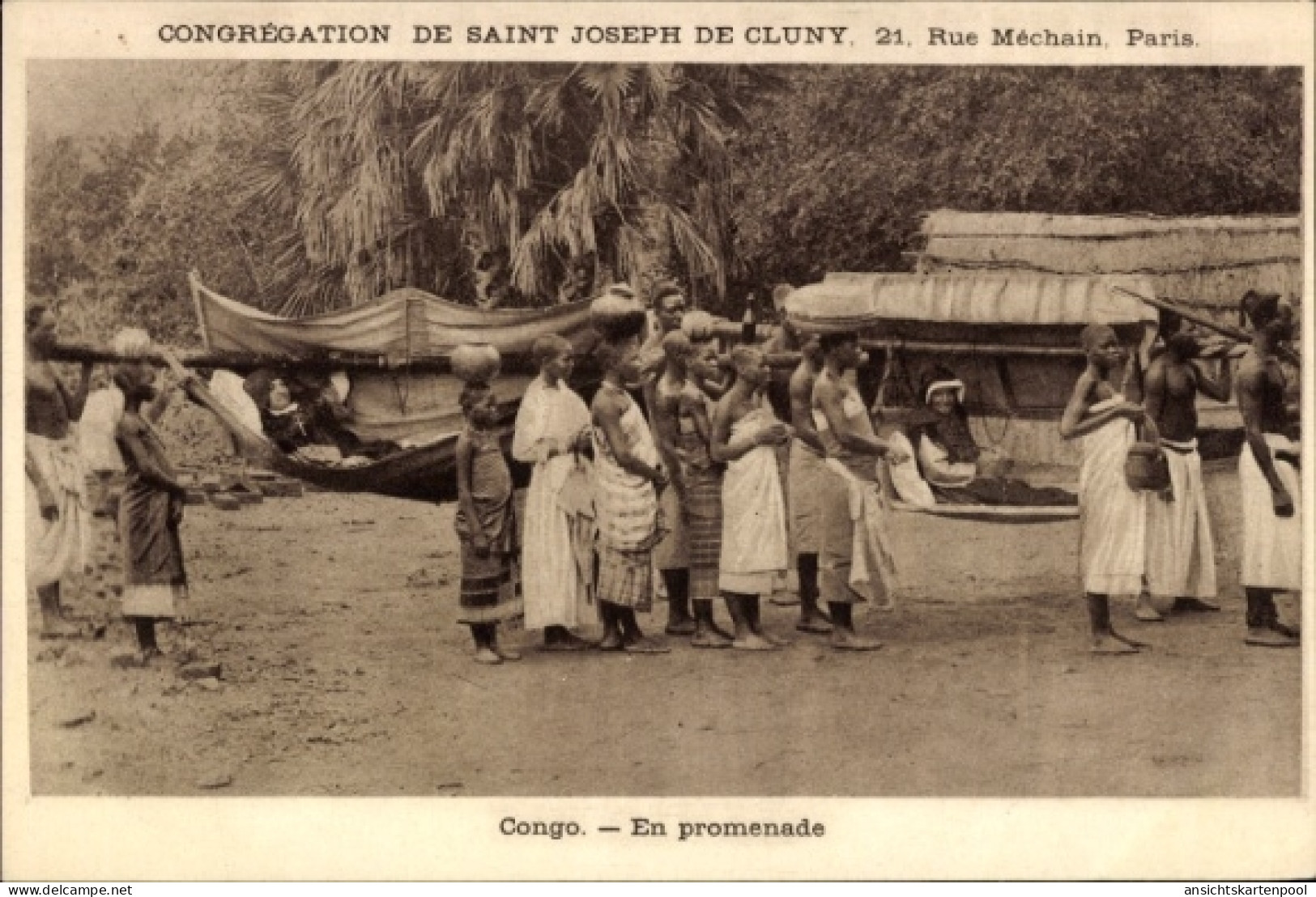 CPA Französisch Kongo, En promenade, Congrégation de Saint Joseph de Cluny, Afrikaner