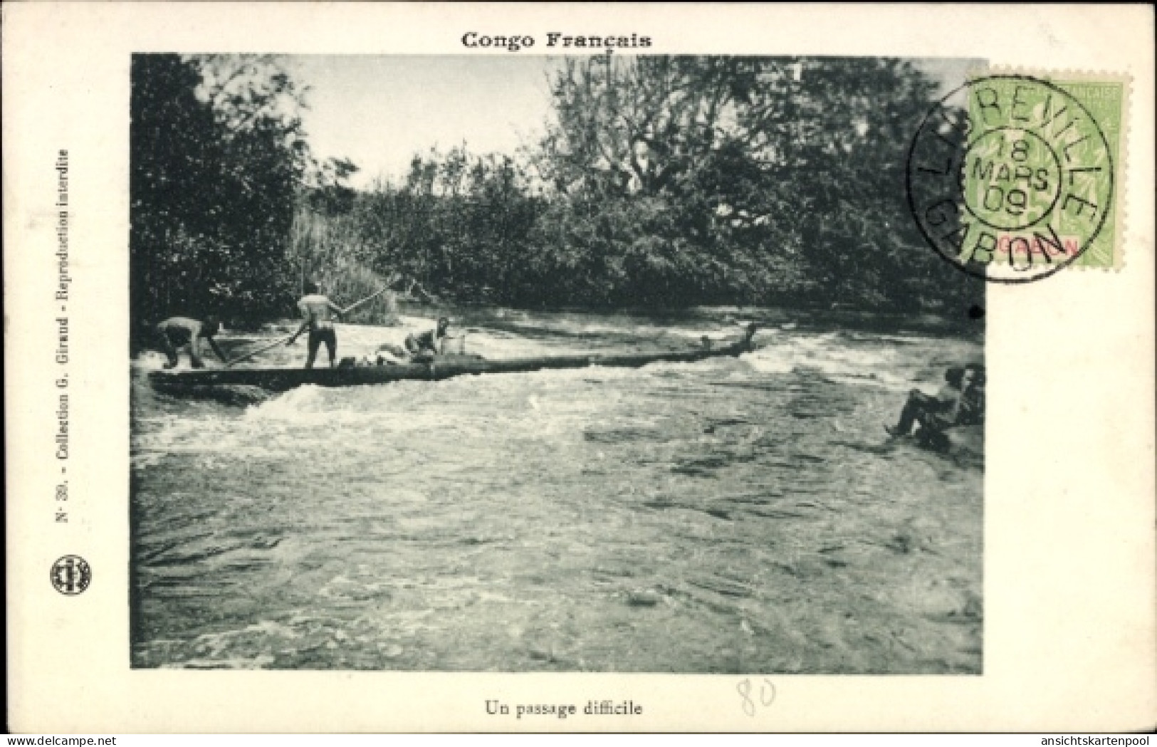 CPA Französisch Kongo, Fischer in Piroge auf dem Fluss