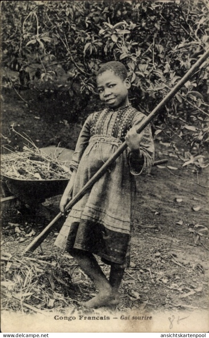 CPA Französisch Kongo, Gai sourire, Afrikanisches Mädchen