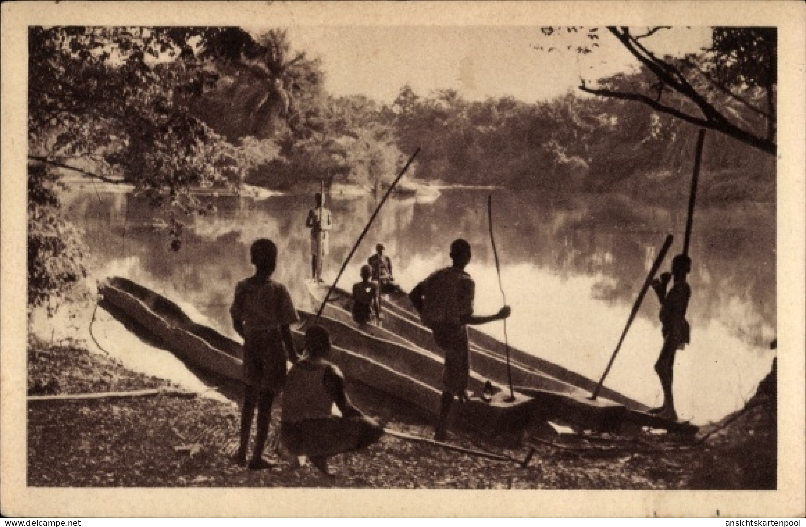 CPA Französisch Kongo, Pecheurs congolais, Fischer, Boote