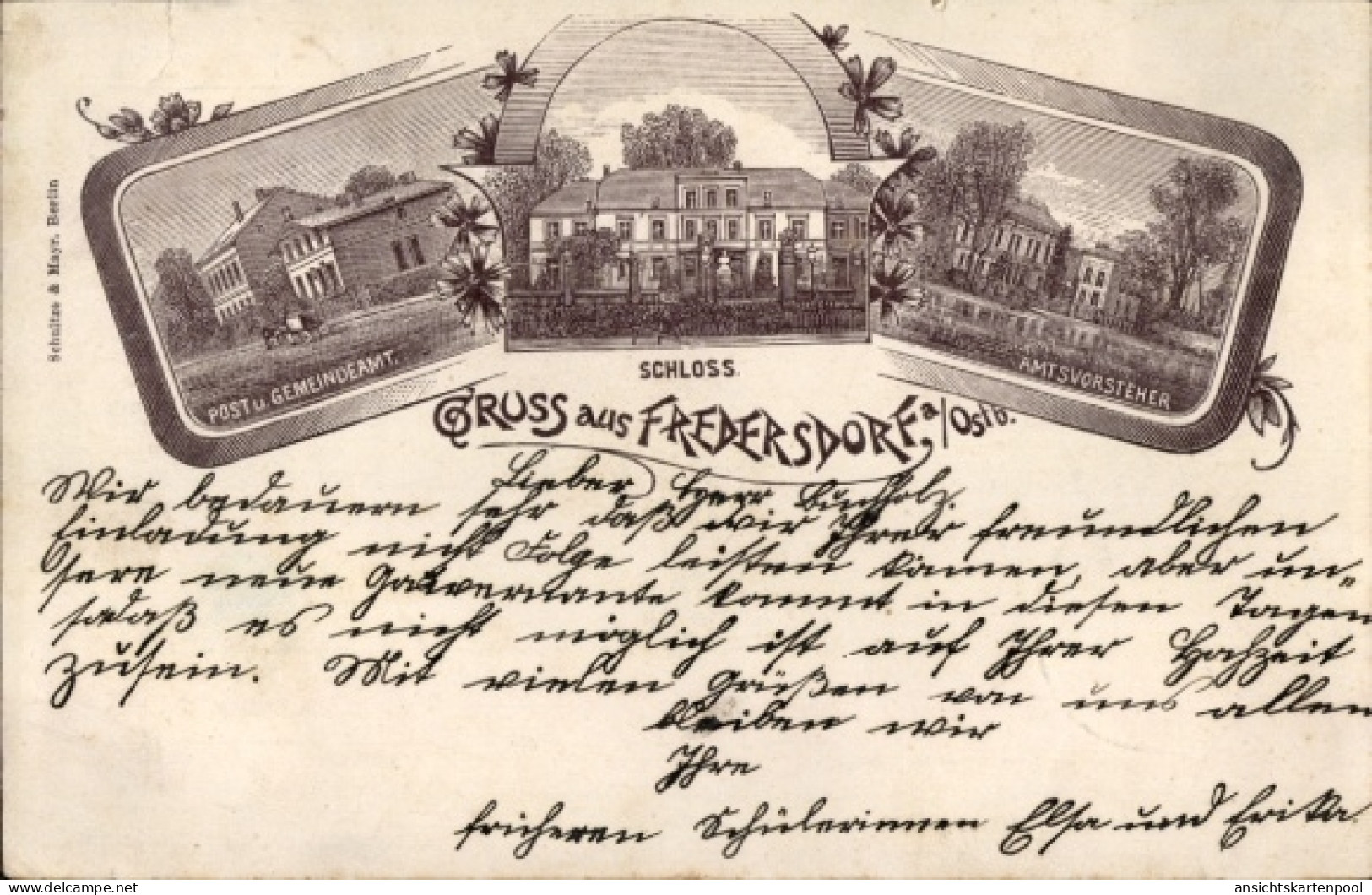 CPA Fredersdorf Vogelsdorf bei Berlin, Schloss, Postamt