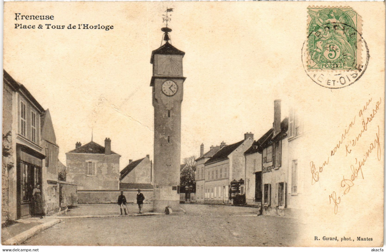 CPA FRENEUSE Place et Tour de l'Horloge (1412294)