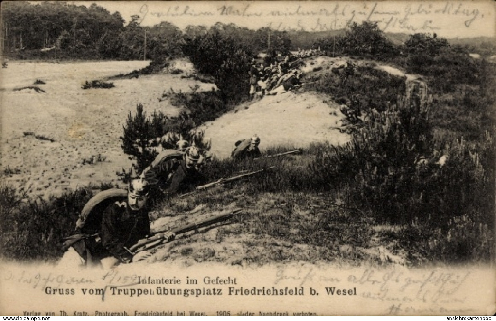 CPA Friedrichsfeld Voerde am Niederrhein, Truppenübungsplatz, Infanterie im Gefecht