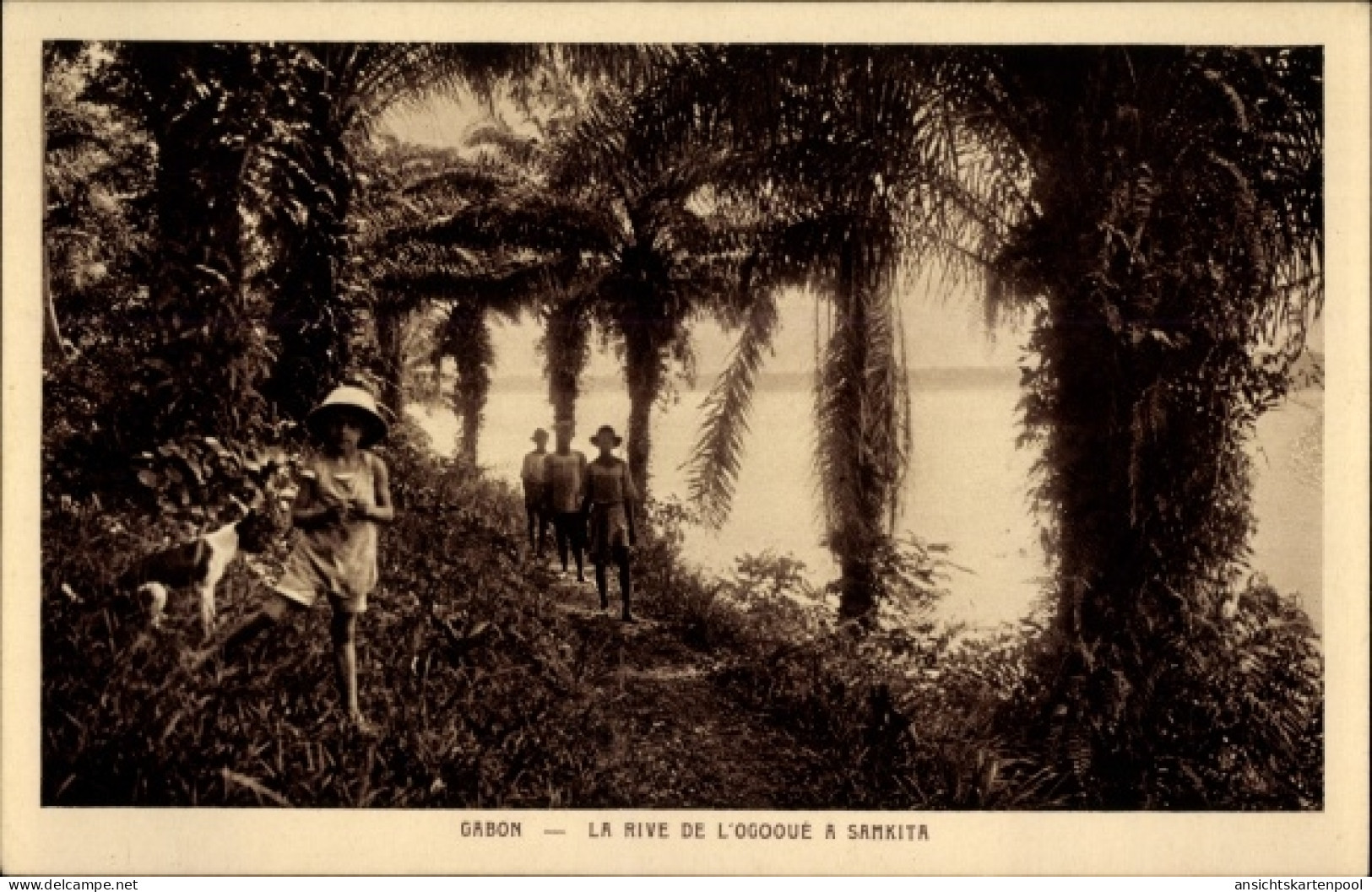 CPA Gabon Gabun, La Rive de l'Ogooue a Samkita