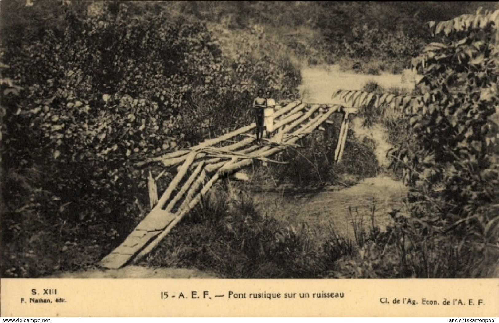 CPA Gabun Französisch Äquatorialafrika, Holzbrücke
