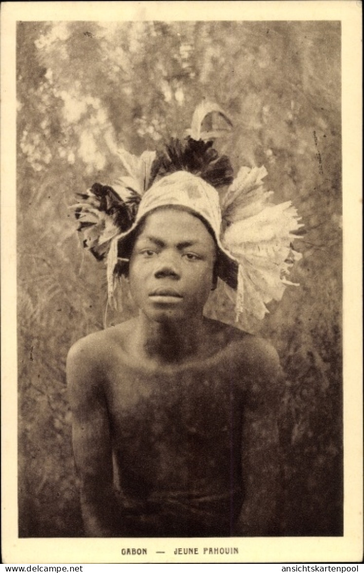 CPA Gabun, Gabon Afrique, Portrait eines jungen Mannes, Jeune Pahouin